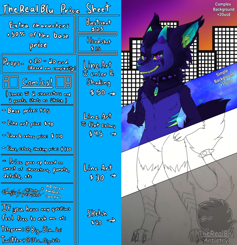 COMMISSIONS ARE OPEN - By @therealbluartistry on Itaku