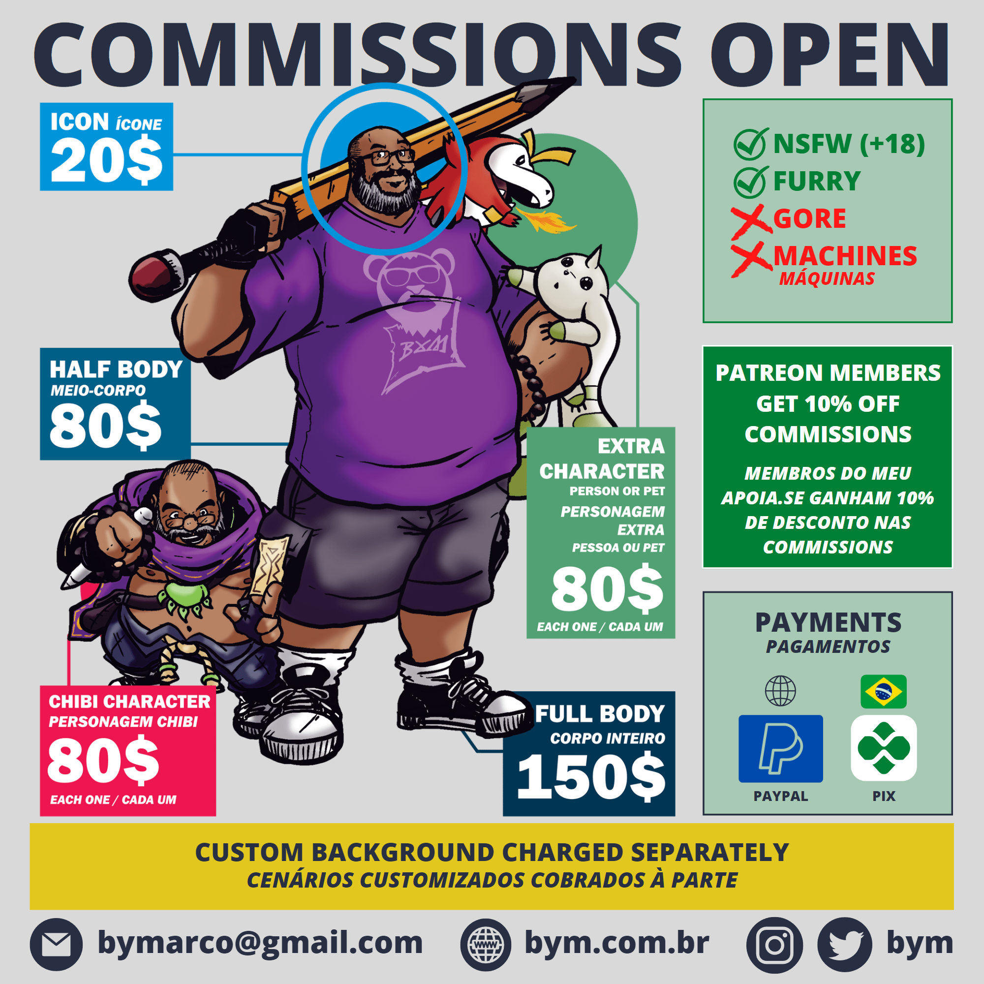 Commissions open! 2 - By @bym on Itaku