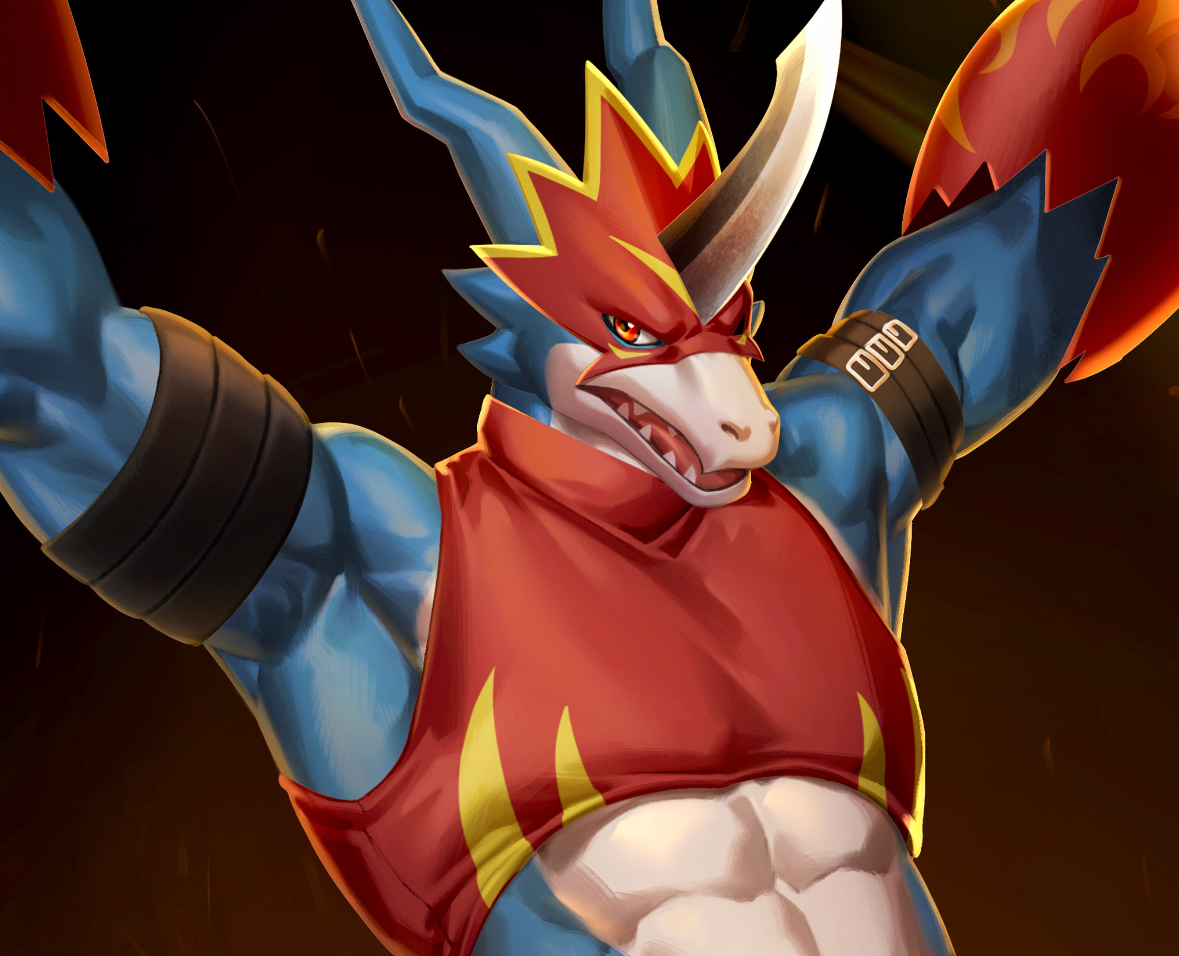 Flamedramon Art preview - By @amonsyd on Itaku