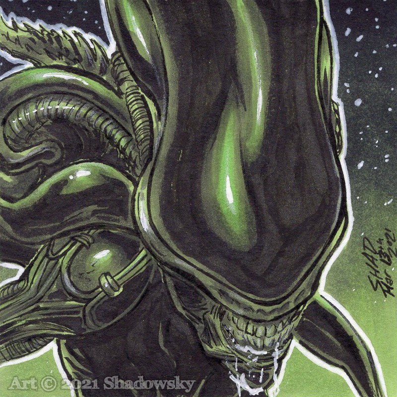 Alien Postit 1 - By @shadowsky on Itaku