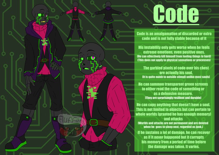 Code Character Sheet - By @fluffaros on Itaku