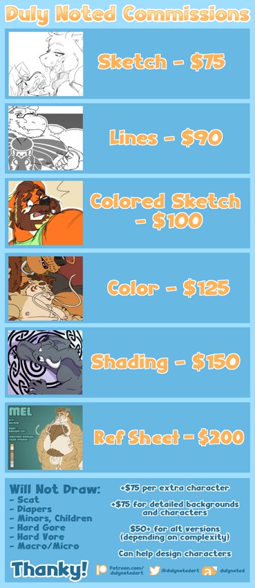 Commissions Open! - By @dulynoted on Itaku