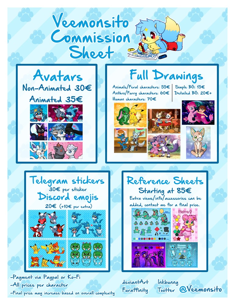 Veemonsito's Commission Sheet OPEN - By @veemonsito on Itaku