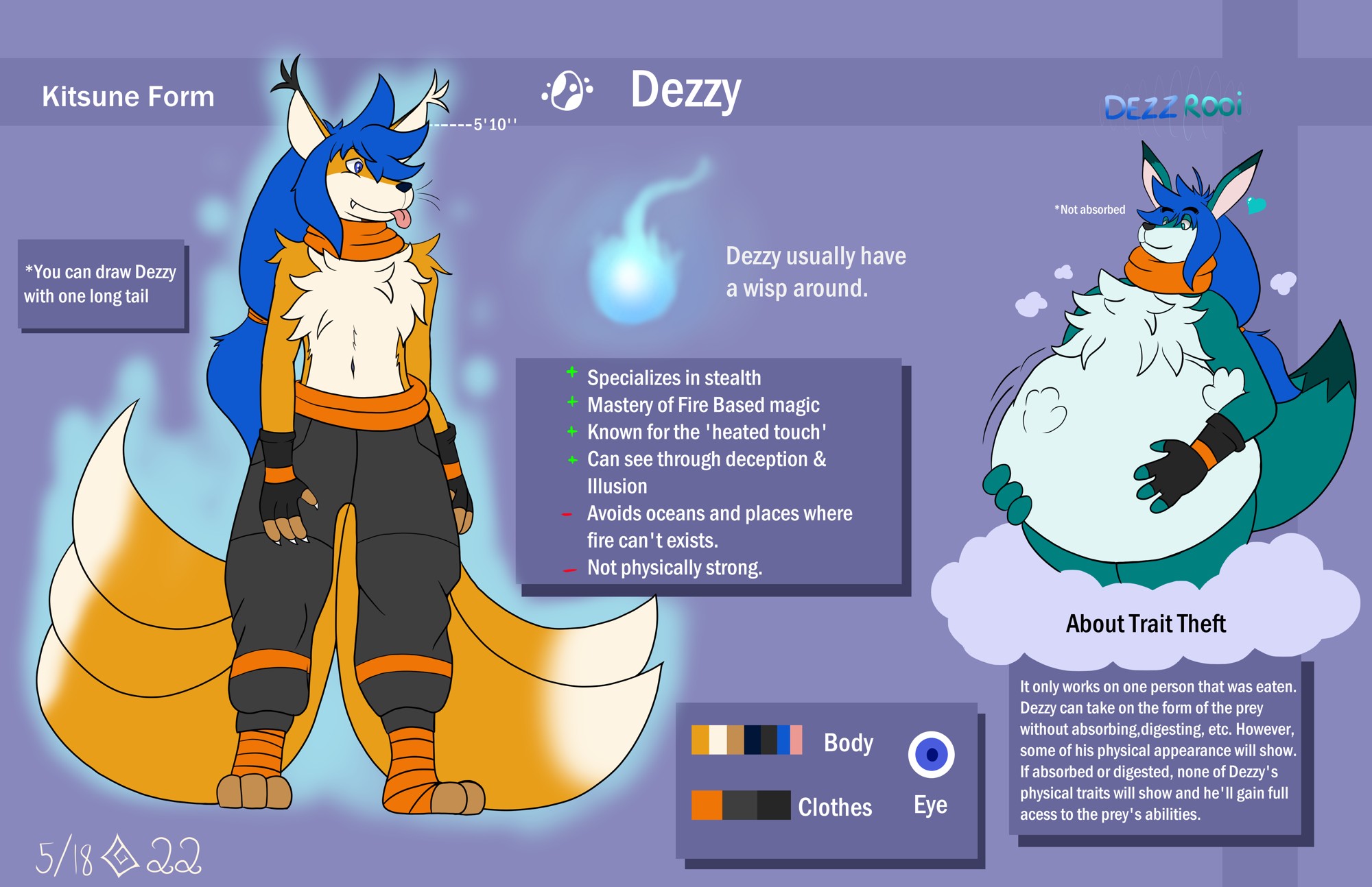 Dezzy Reference Sheet 1 - By @dezzykitsune on Itaku