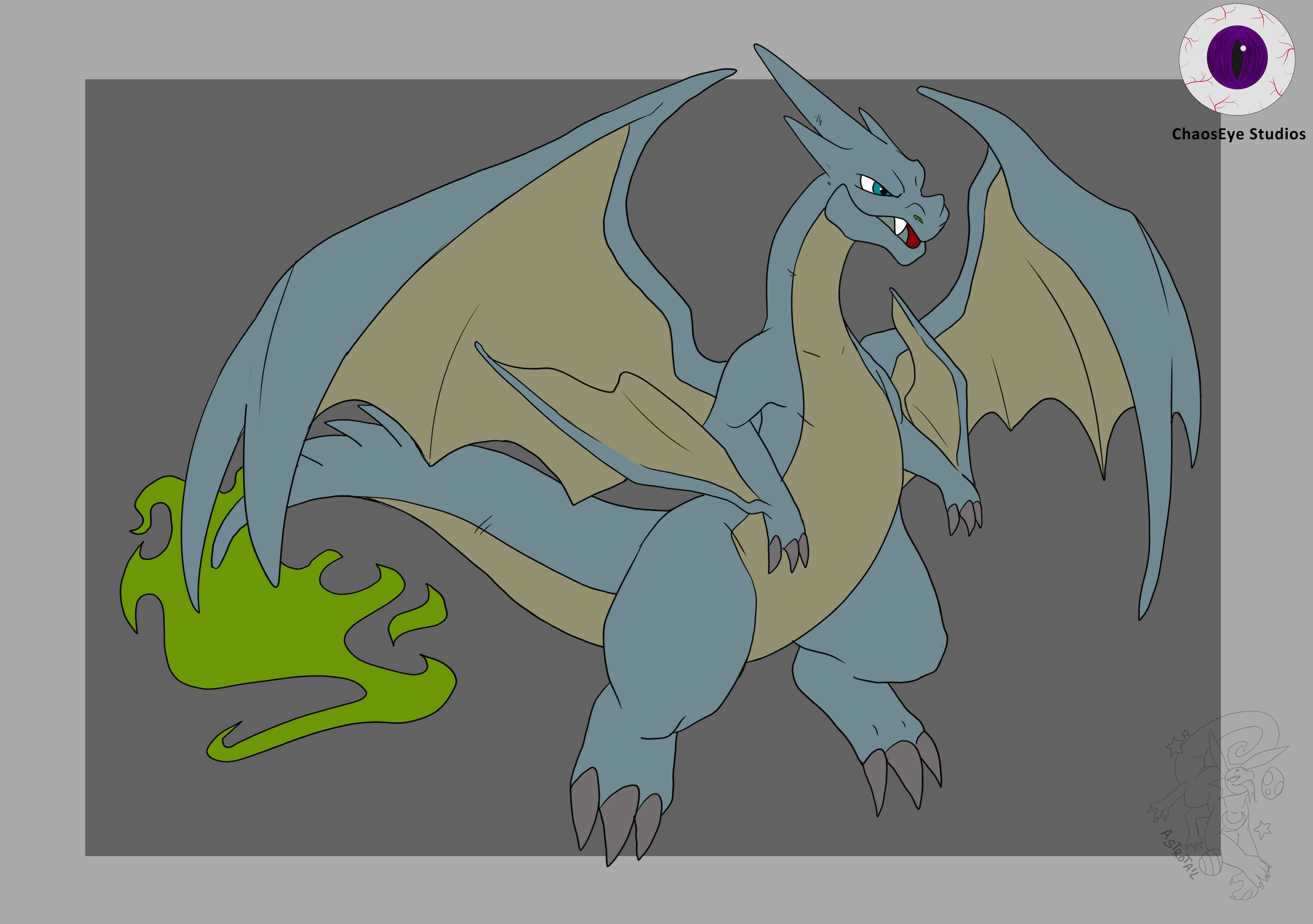 Green Flame Charizard Y Adopt-OPEN - By @chaos_eye on Itaku