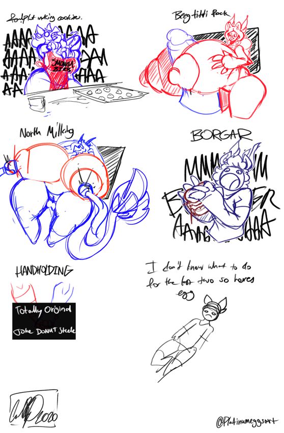 HAHA SKETCH PAGE OF HORNI RANDOM SHIT - By @platinumeggs on Itaku