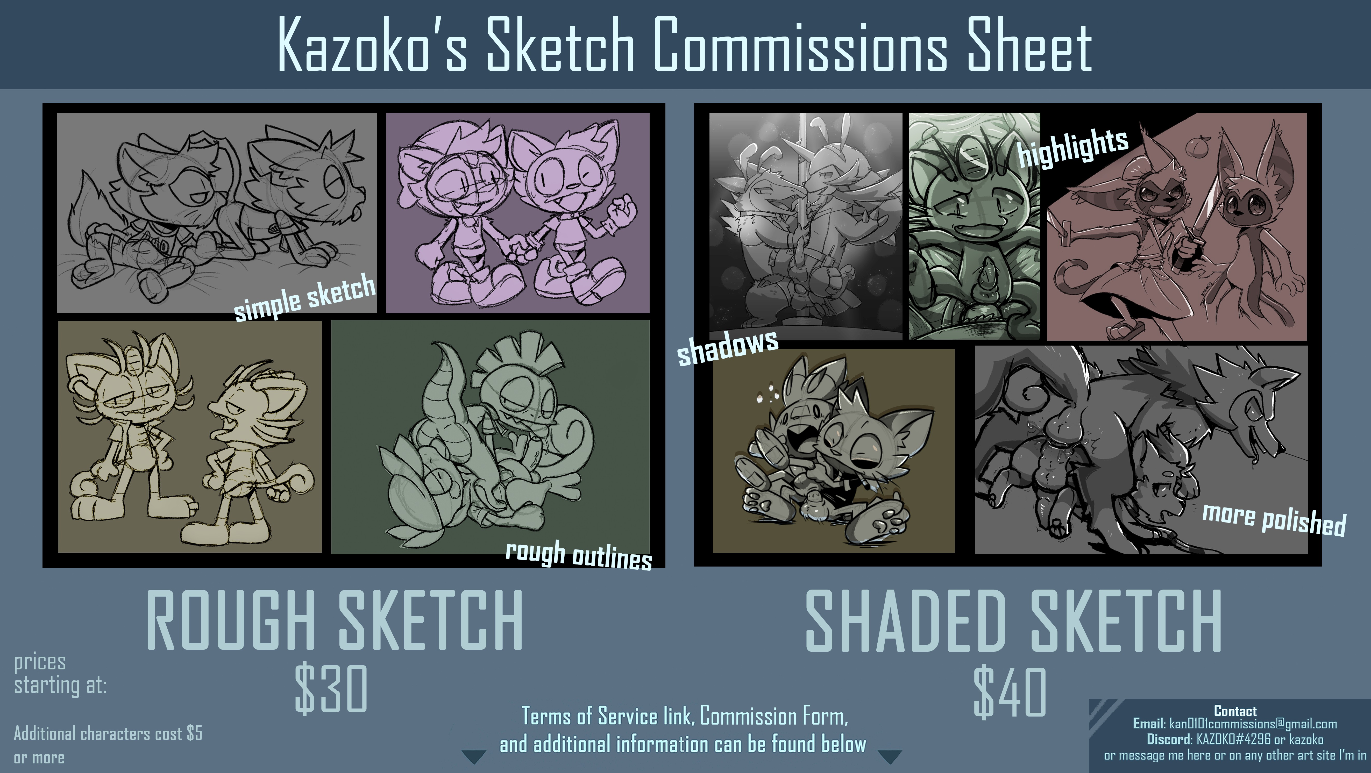 KAZOKO's Sketch Commission Sheet - By @kazoko on Itaku