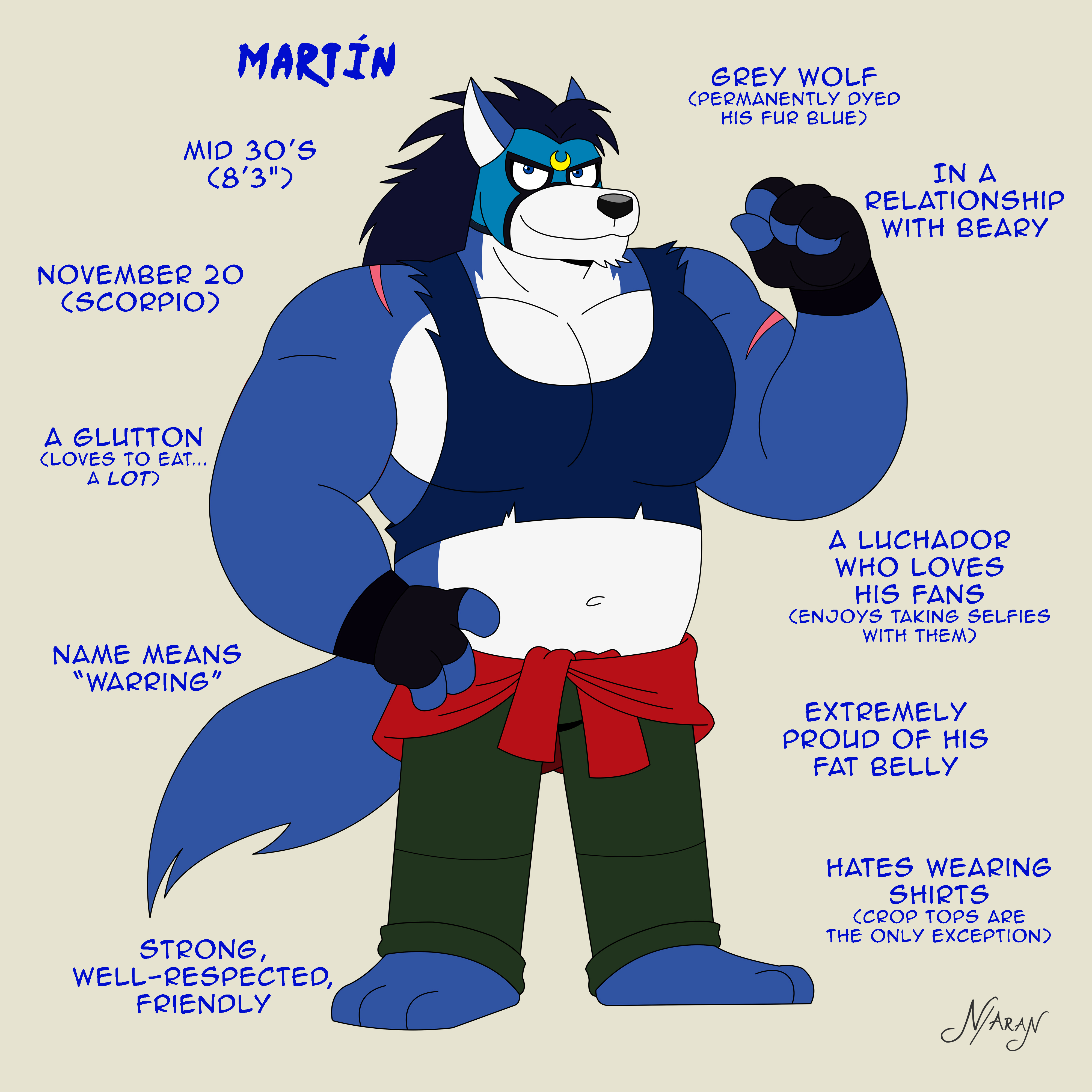 Reference Sheet - Martín (NitemareAran) - By @beary-the-rookie on Itaku