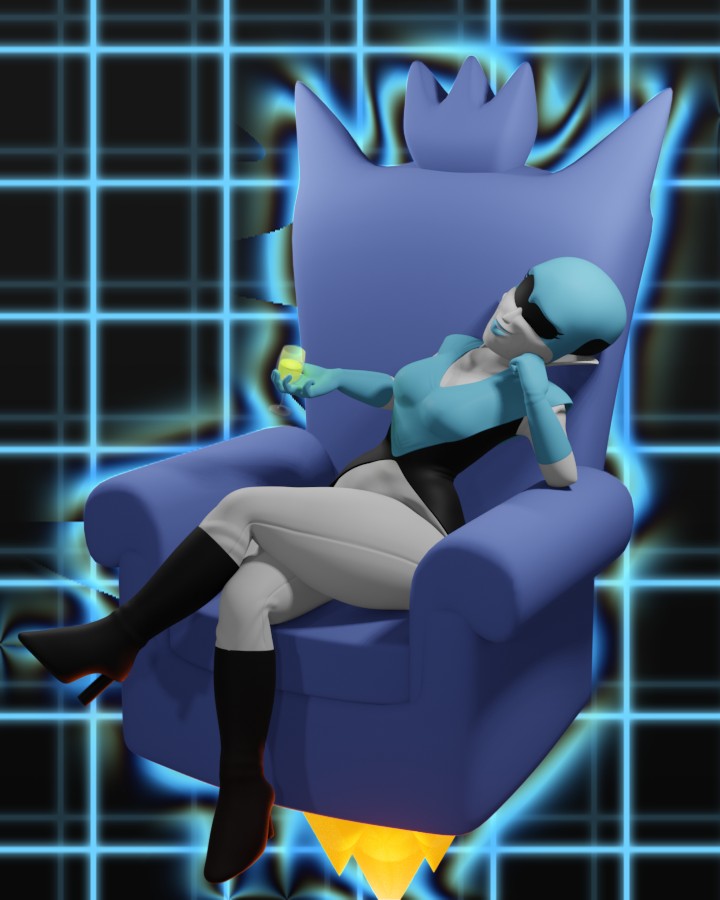 Queen Sitting - By @alowpolyskeleton on Itaku