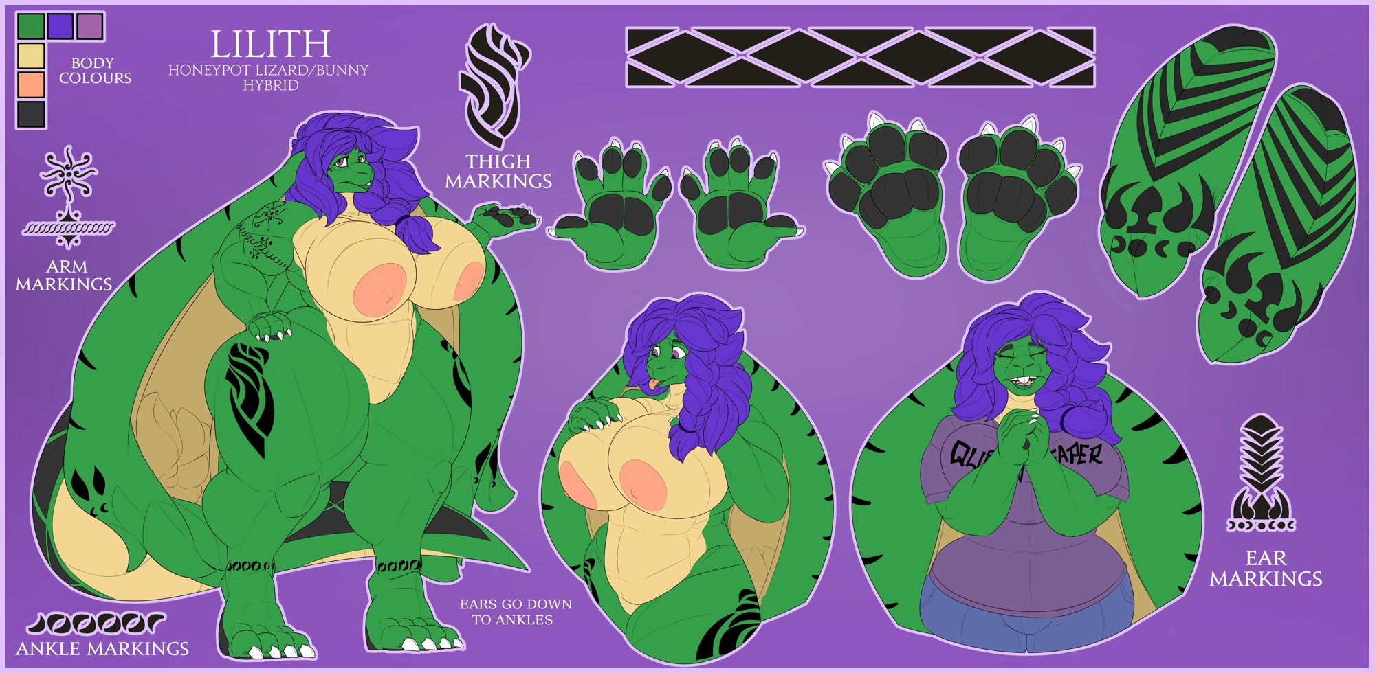 Reference Sheet Lilith Bunliz SFW - By @honeypotbutt on Itaku