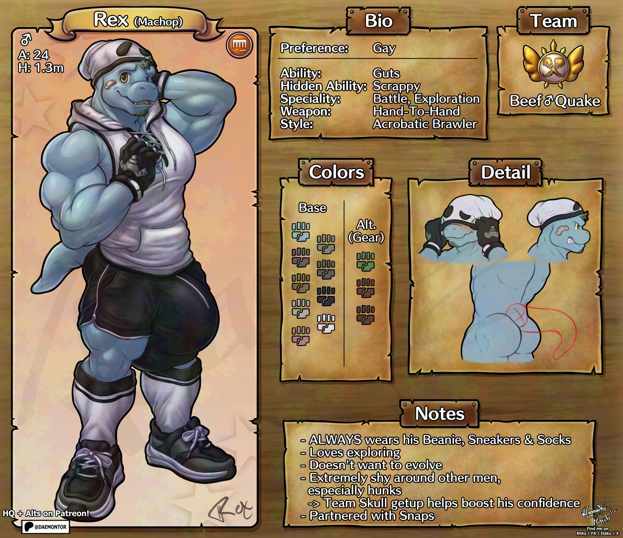Rex - 2025 Ref Sheet (SFW...ish) - By @daemontor on Itaku