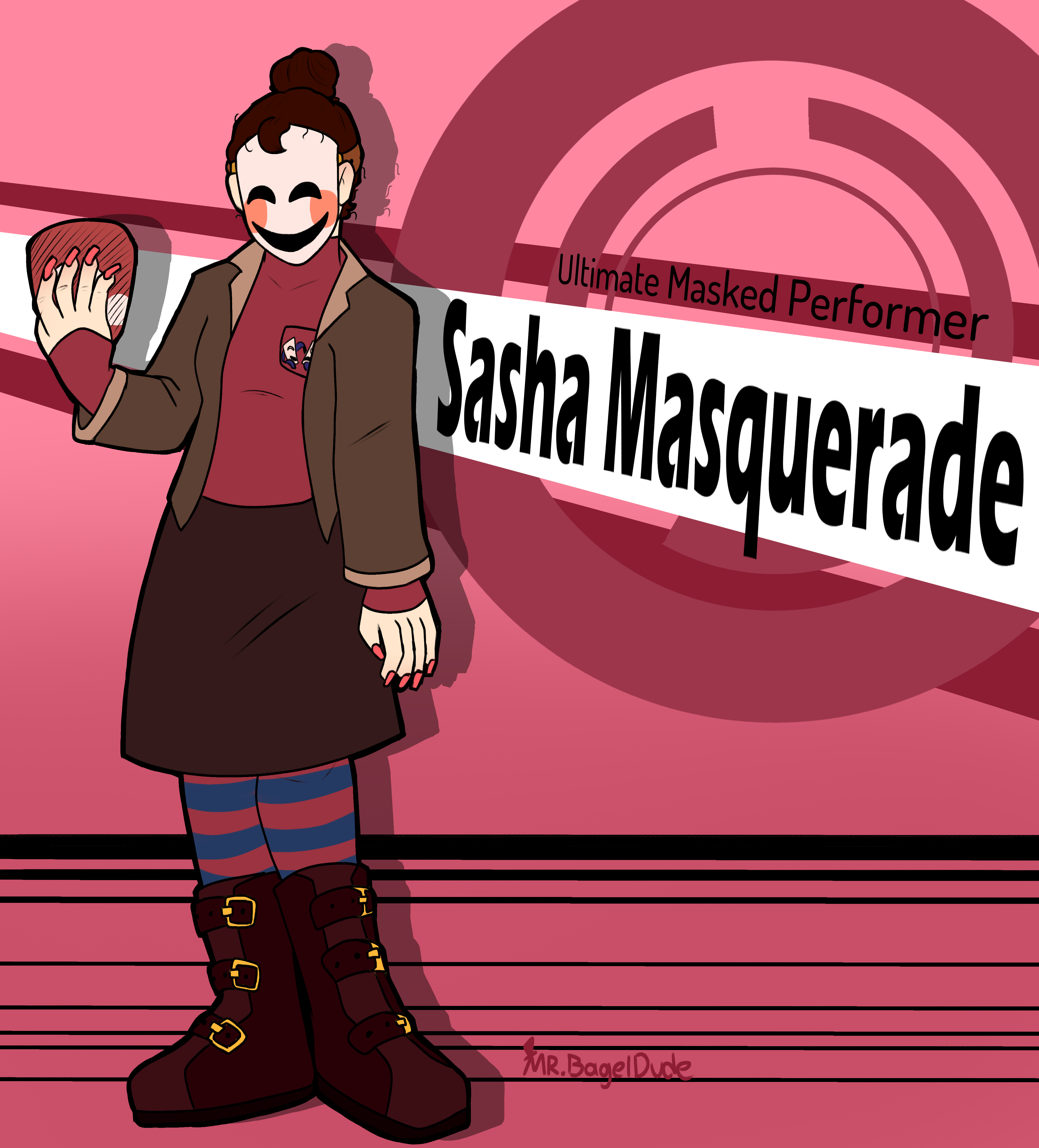 Sash Masquerade Unshaded - By @mr-bagel-dude on Itaku