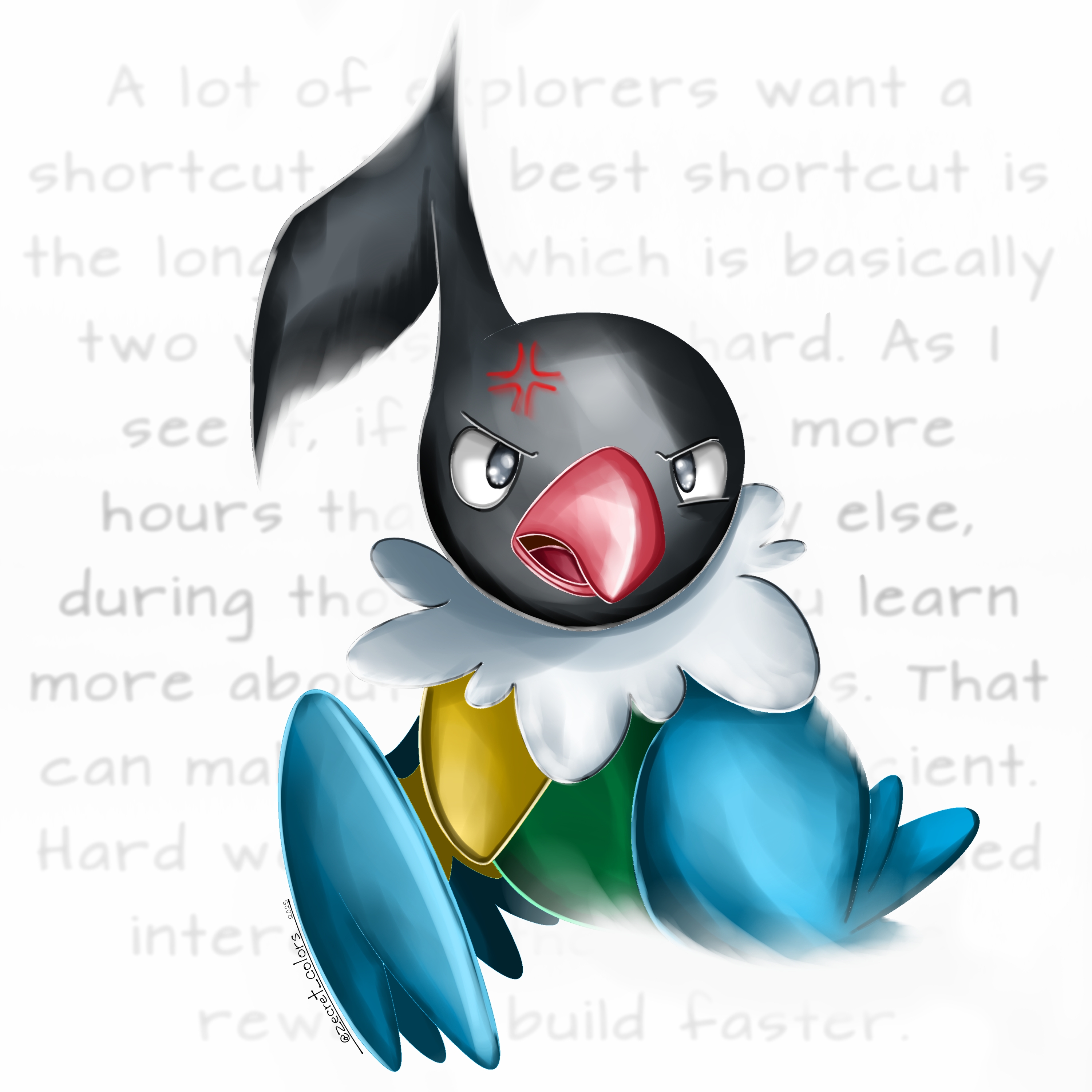 Chatot giving you a lecture. He seems irritated. - By @zecret_colors on ...
