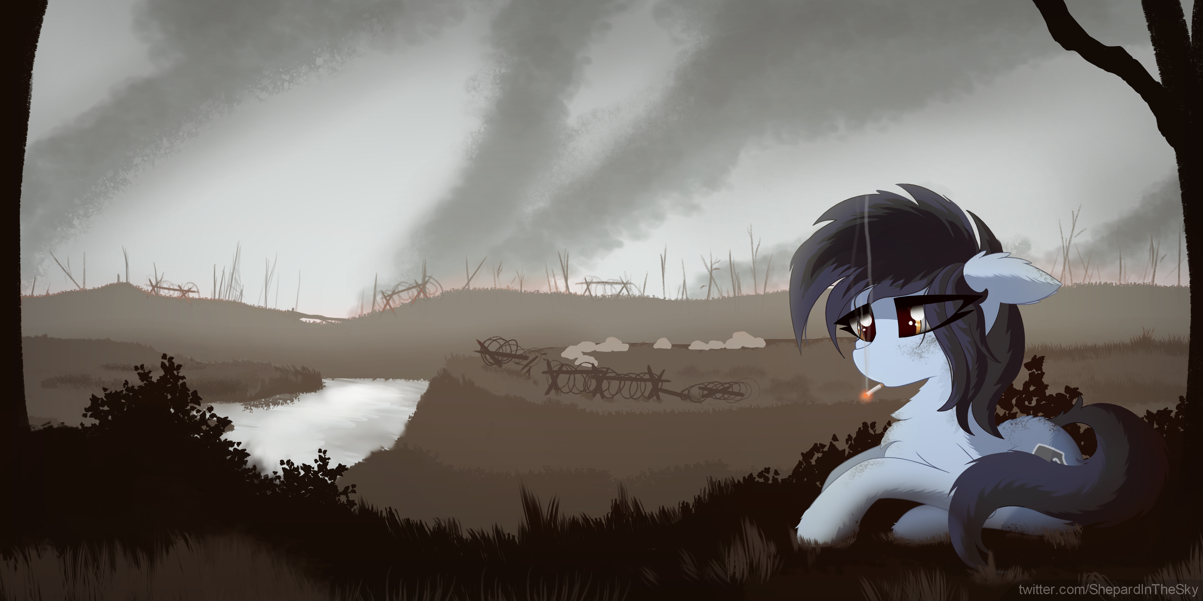 [WATERMARK] [OC] Homers Smoking Battlefield Pony - By @shepardinthesky ...