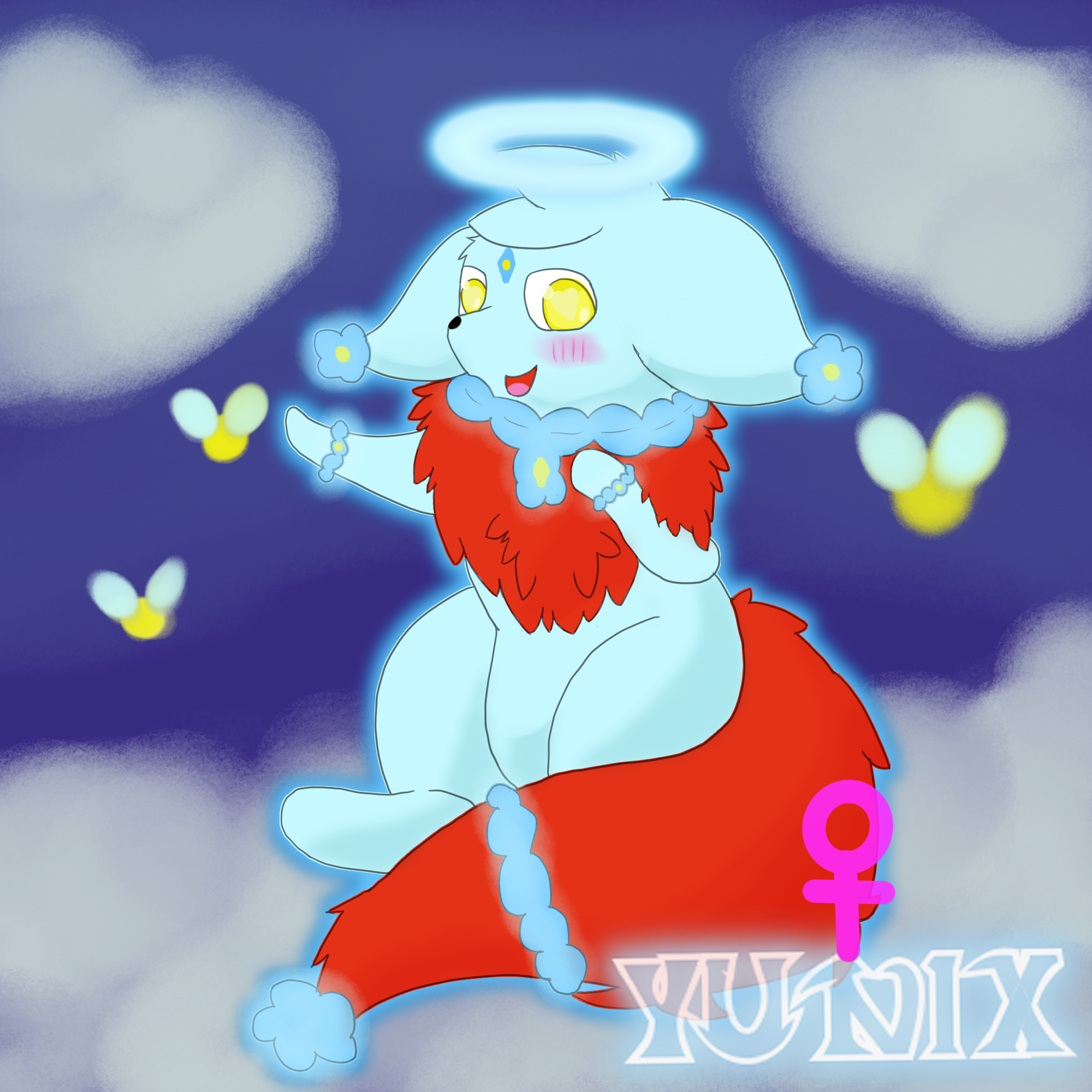 Yunix In The Clouds - By @azuleeblue on Itaku