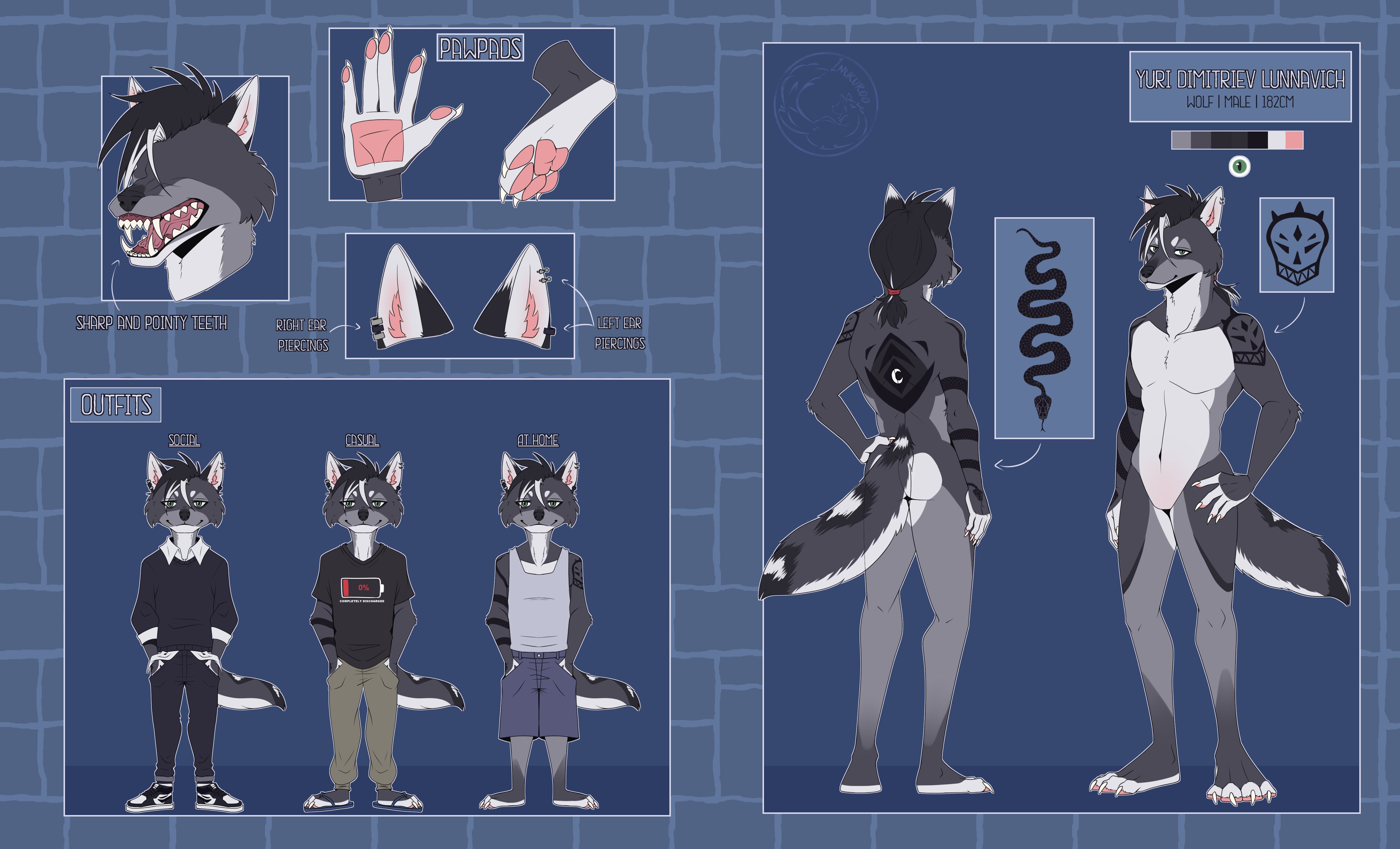 Reference sheet example - By @inukuroo on Itaku