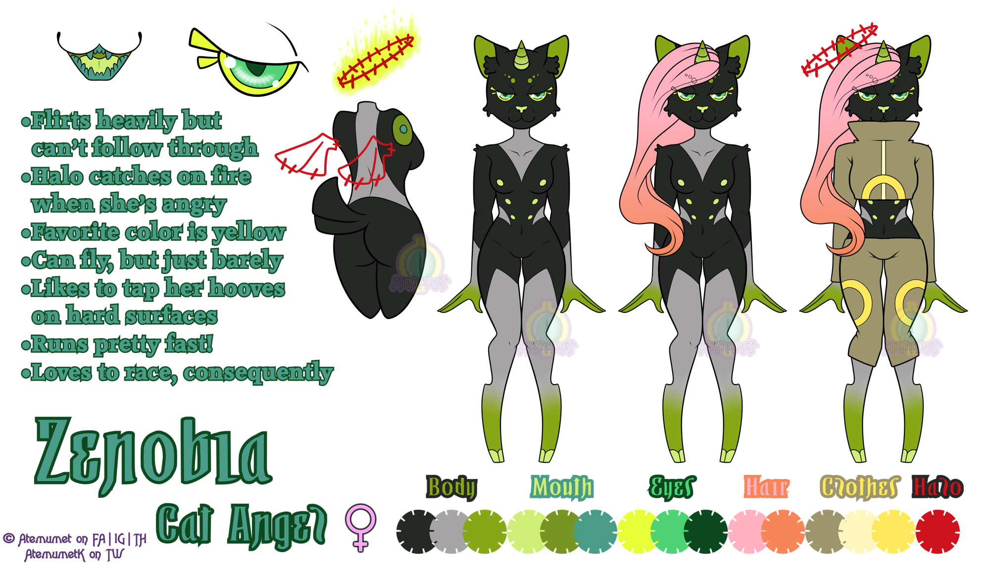 Zenobia the Angel Cat Reference Sheet - By @atemumet on Itaku