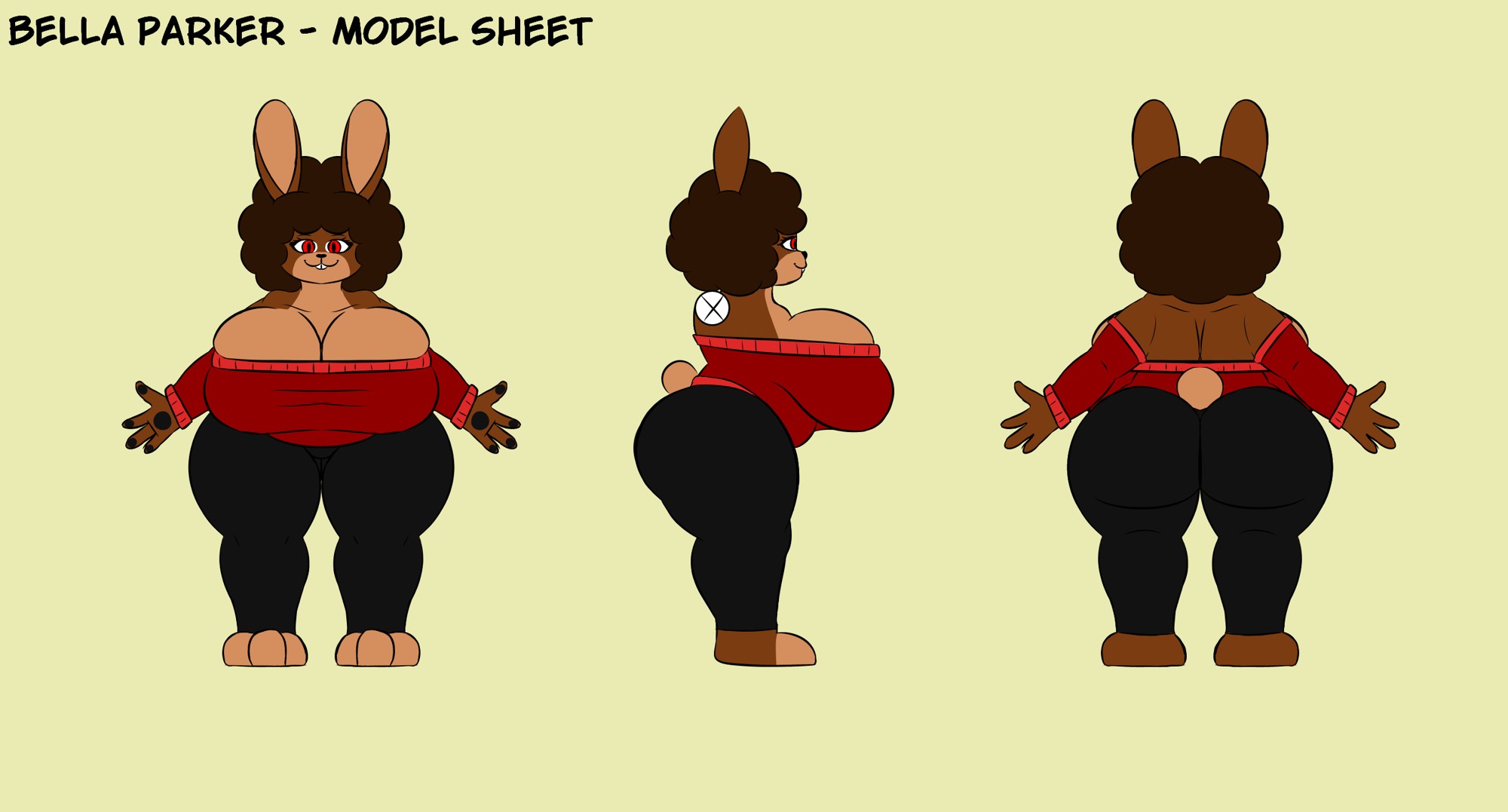 Bella Parker Model Sheet (Sweater Alt) - By @tuffthecat on Itaku