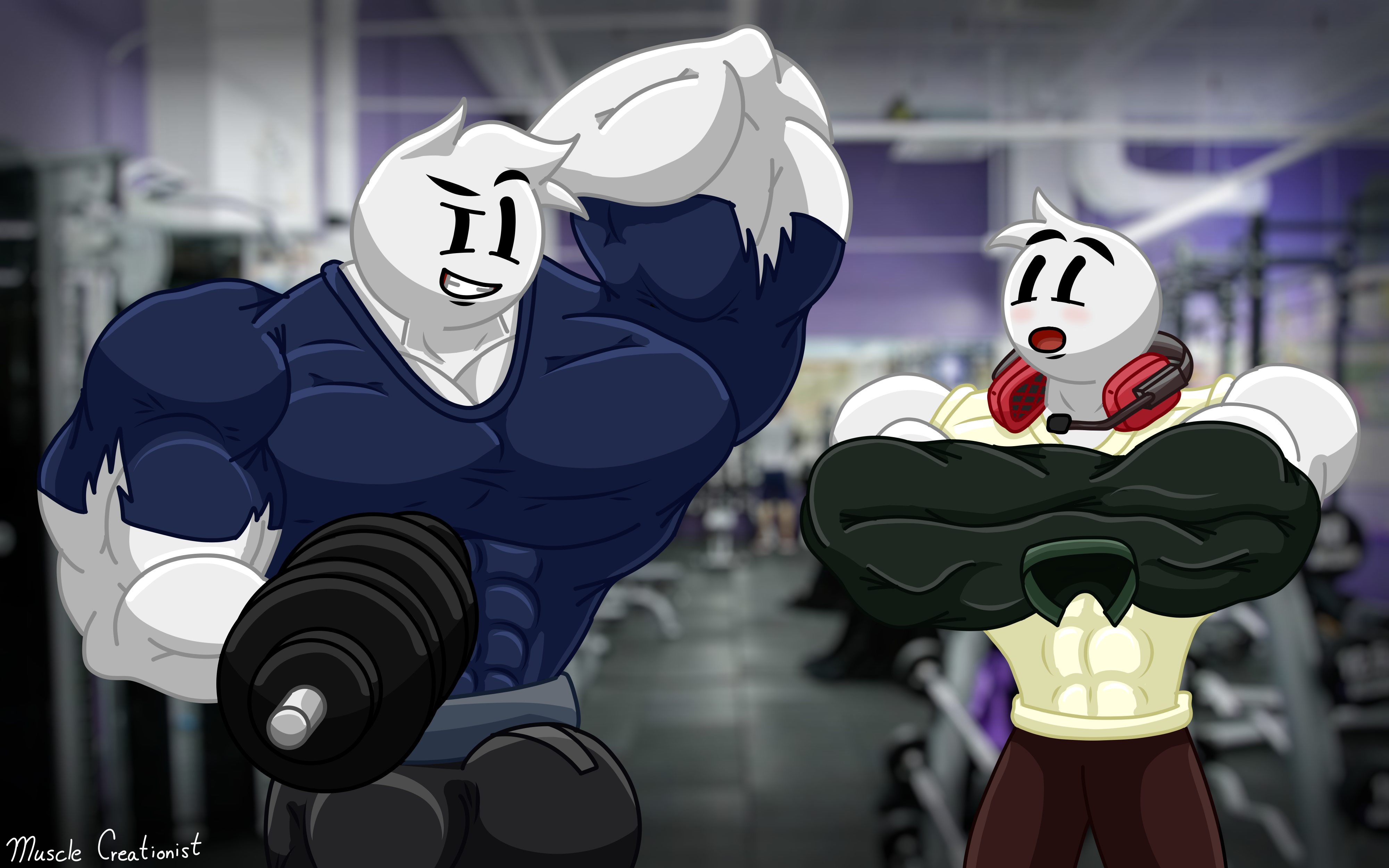 Gym Bros - By @musclecreationist on Itaku