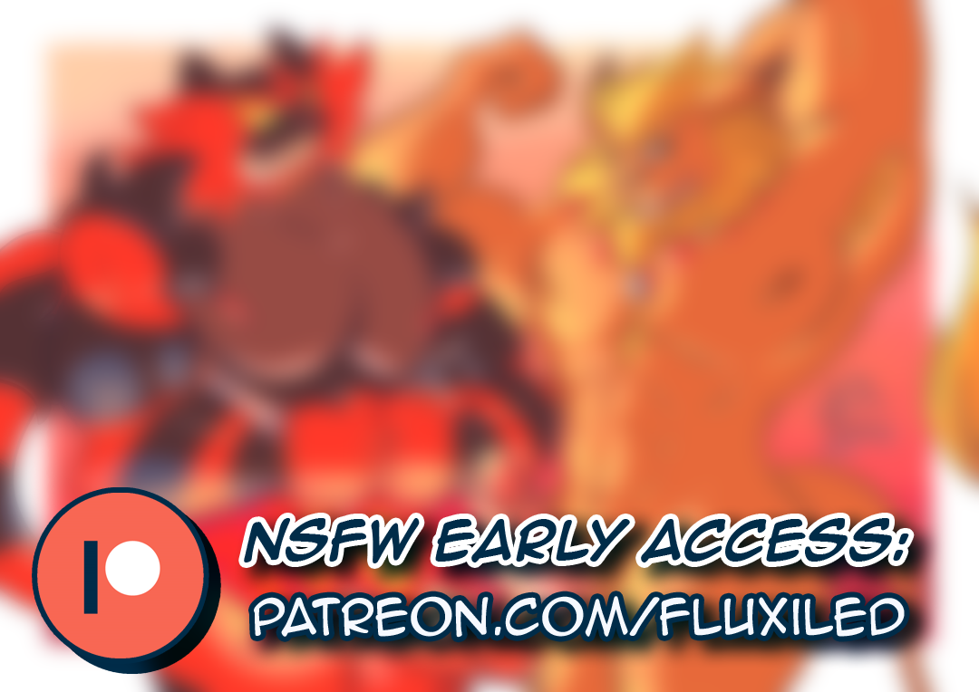 18+ Early Access - Incineroar & Leomon - By @fluxiled on Itaku
