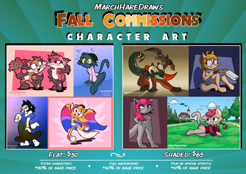 🐰🍁 FALL COMMISSIONS OPEN! 🍁🐰 - By @marchharedraws on Itaku