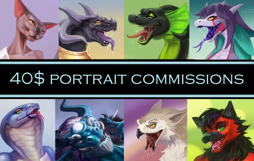 Portrait Commission OPEN - By @snakecharmer on Itaku
