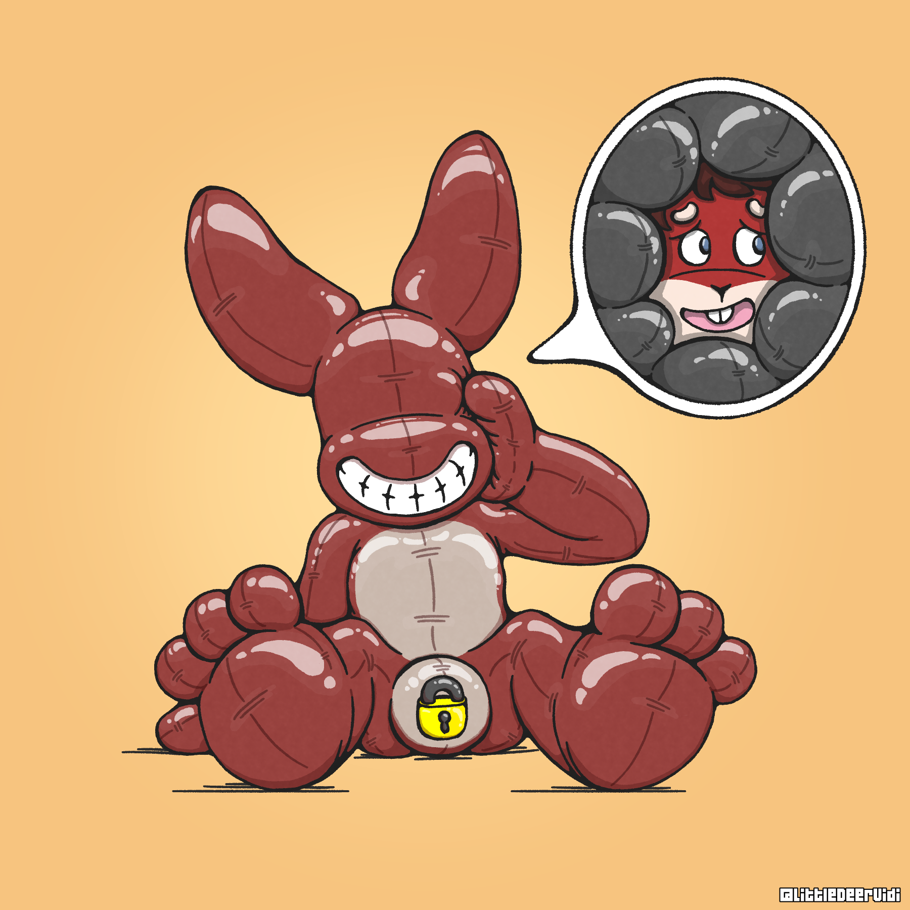 Red Rubber Bunny - By @vidi on Itaku