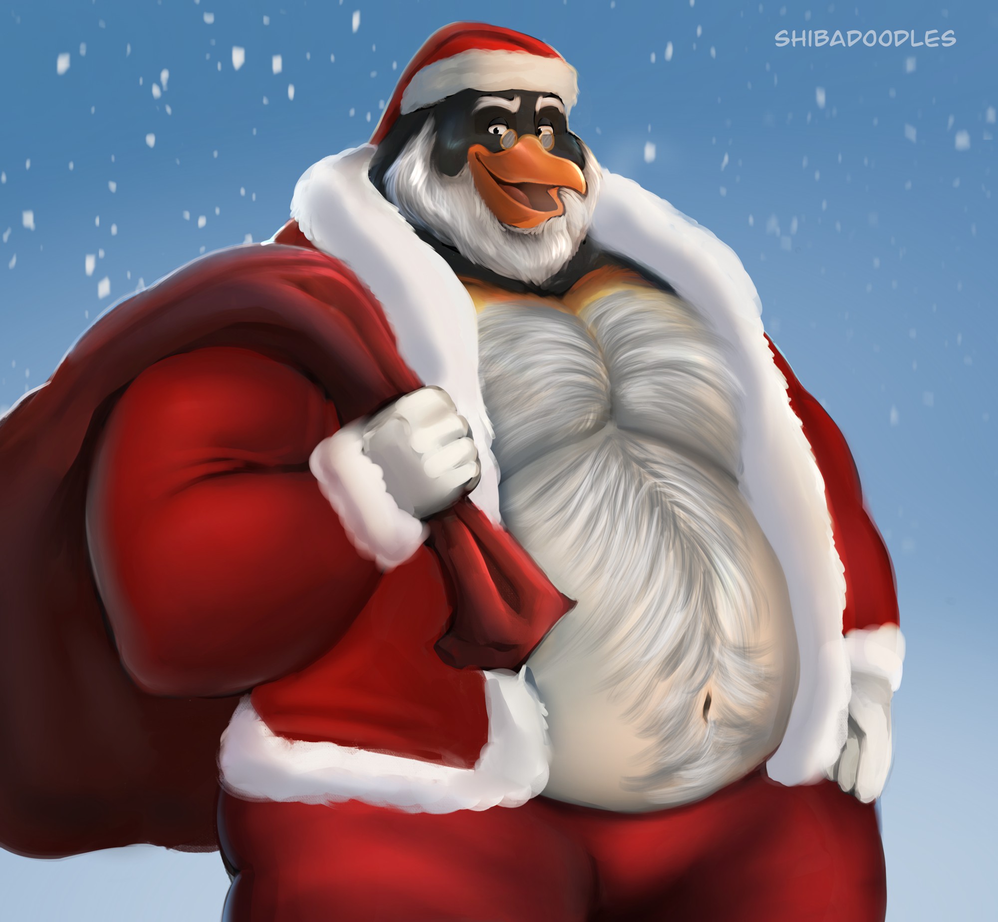 Santa Penguin - By @shibadoodles on Itaku