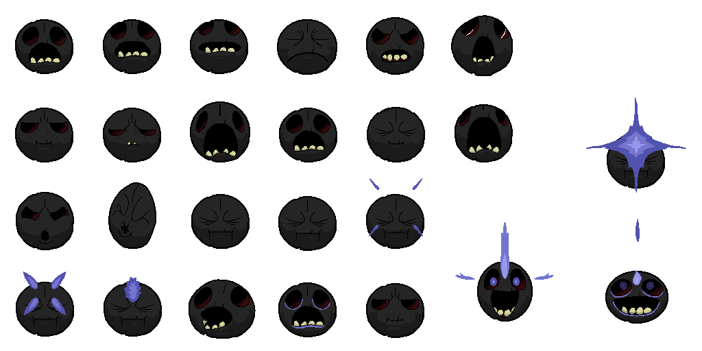 Isaac resprites! Black Mega Maw - By @viv-jefferies on Itaku
