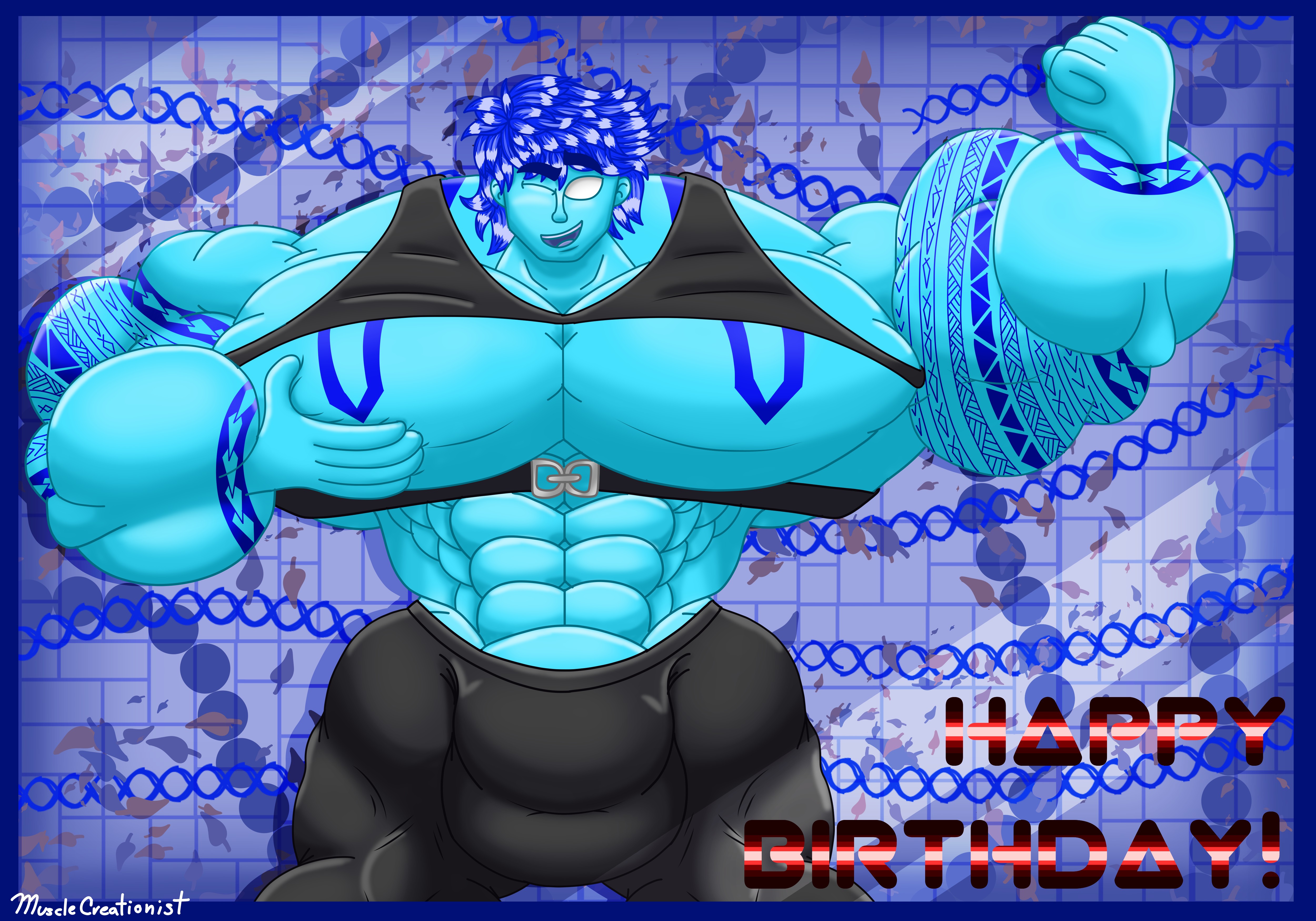Birthday Gift - By @musclecreationist on Itaku