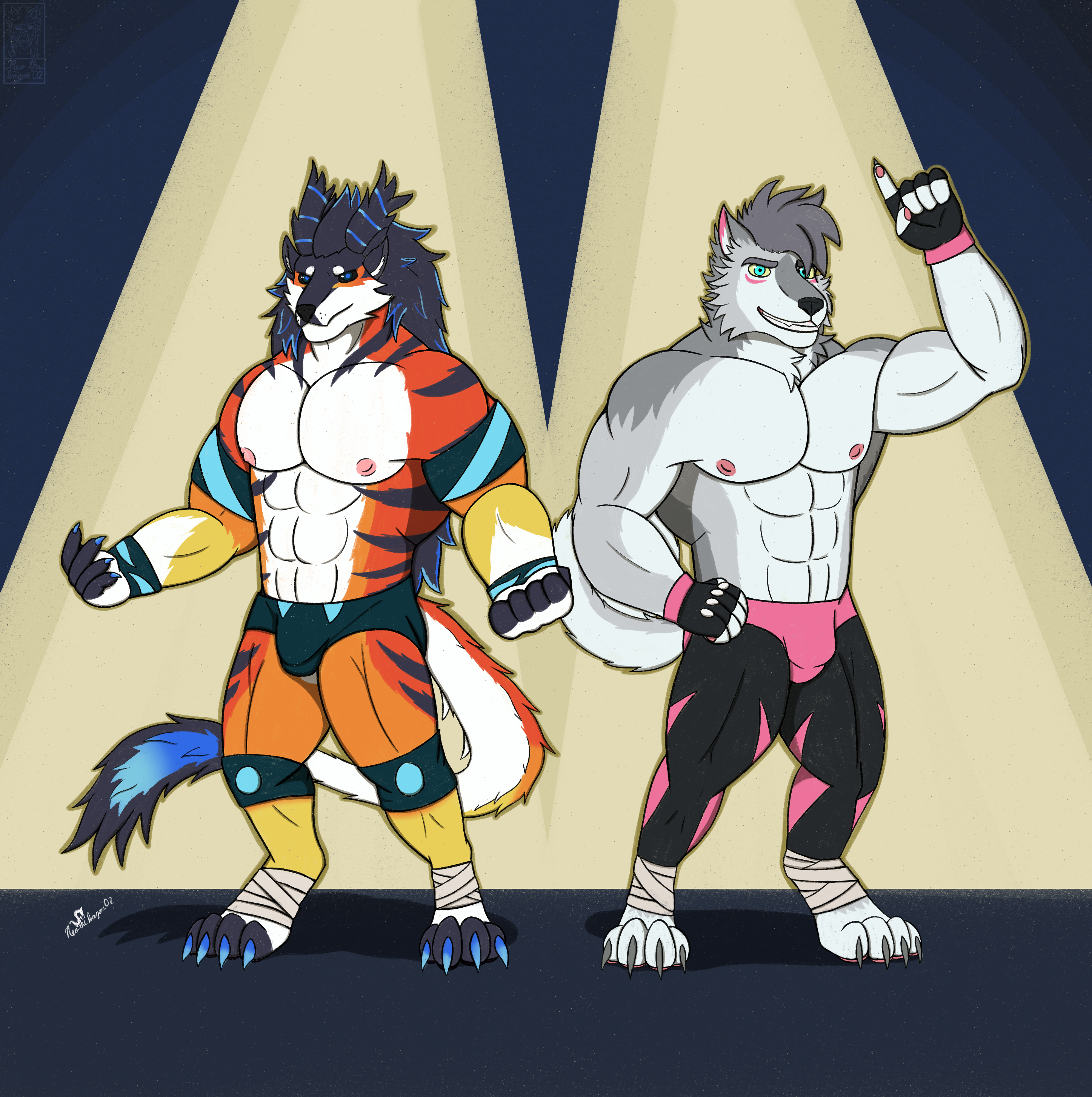 [C] Awohali & Cosmos - Wrestler Gear Ver. - By @neothedragon02 on Itaku