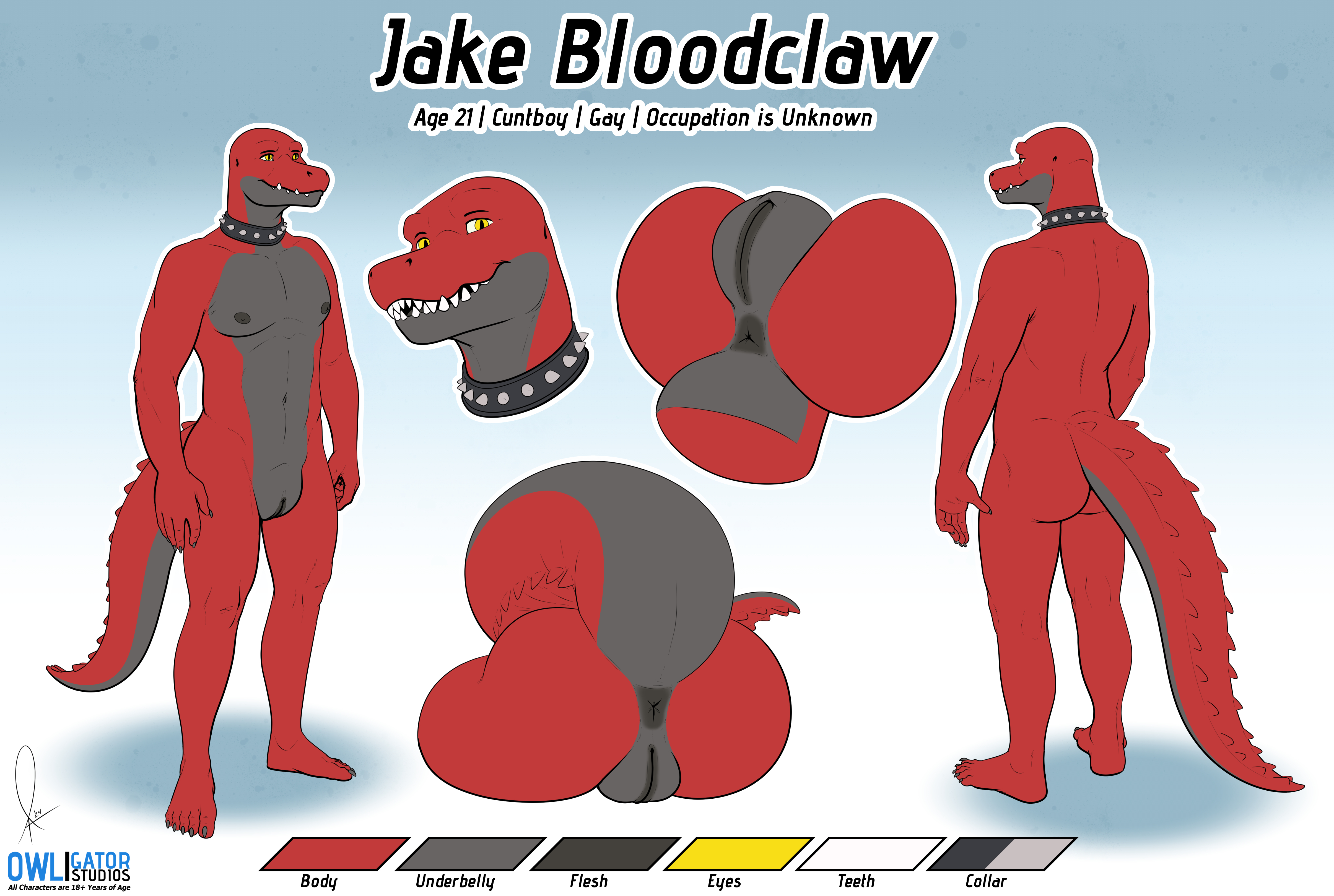 Reference Sheet - Jake - By @owligatorstudios on Itaku