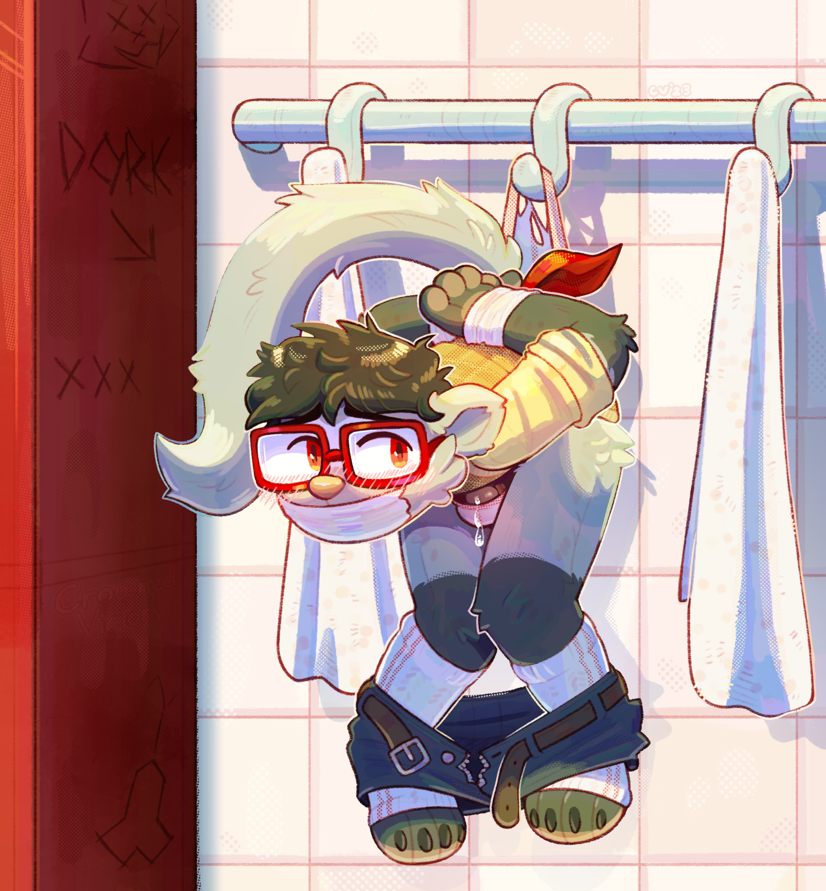 NERD IN LOCKER ROOM - COMM - By @crownedvictory on Itaku