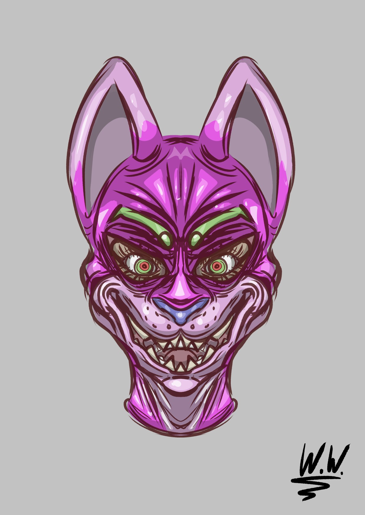 Haunted fox mask - By @widdlywham on Itaku