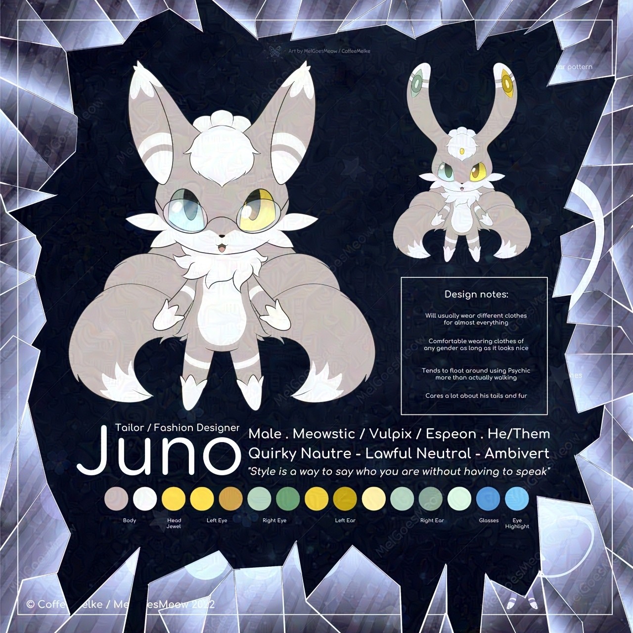 [Redesign] Meowstic / Vulpix / Espeon Pokefusion OC: Juno Reference ...