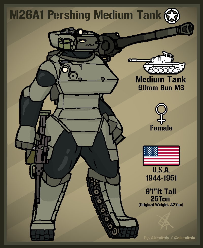 M26A1 Pershing Tankmorph - By @alexnitaly on Itaku
