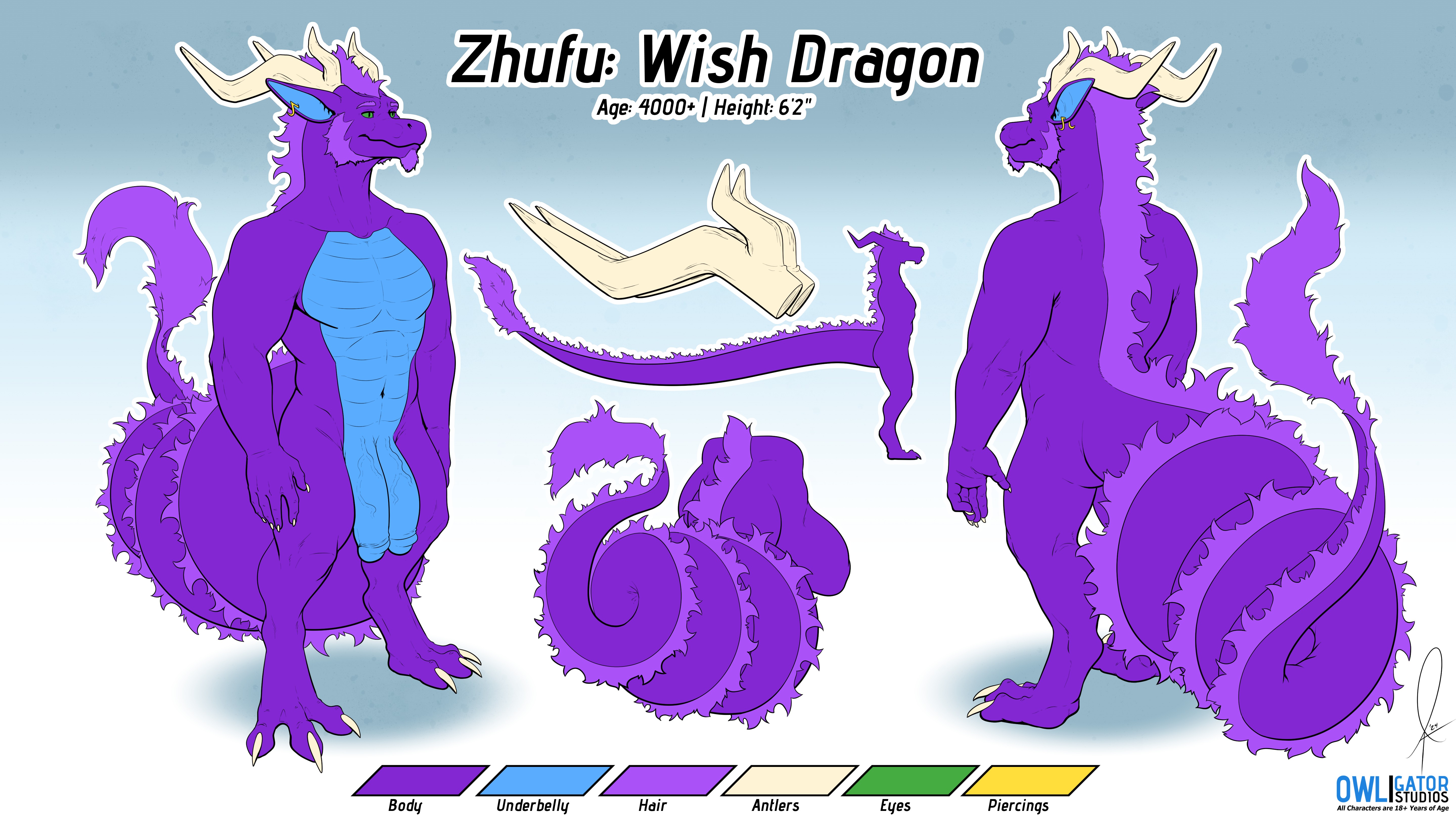 Reference Sheet - Zhufu - By @owligatorstudios on Itaku