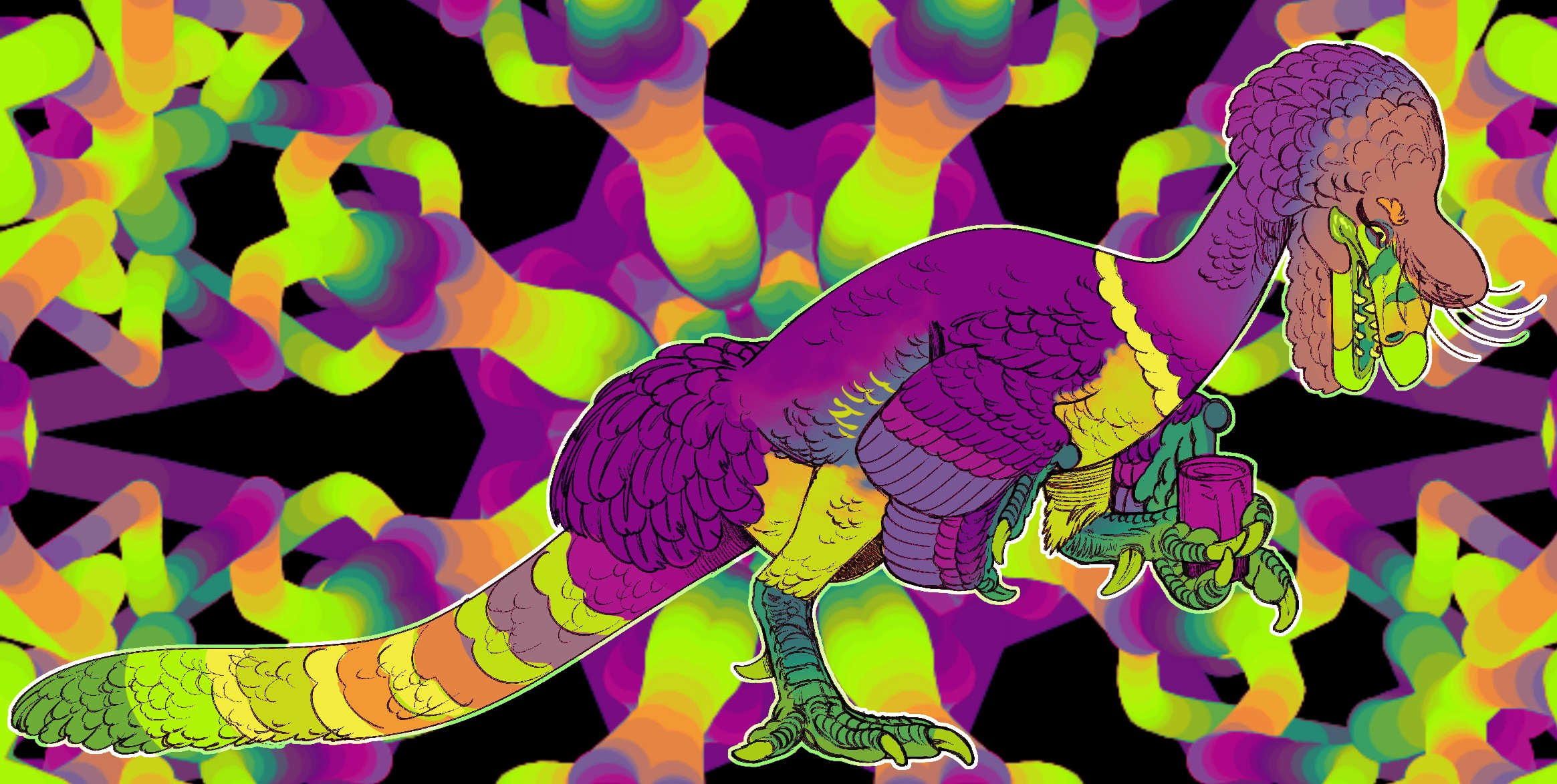 Moa holding a can - By @moafowl on Itaku