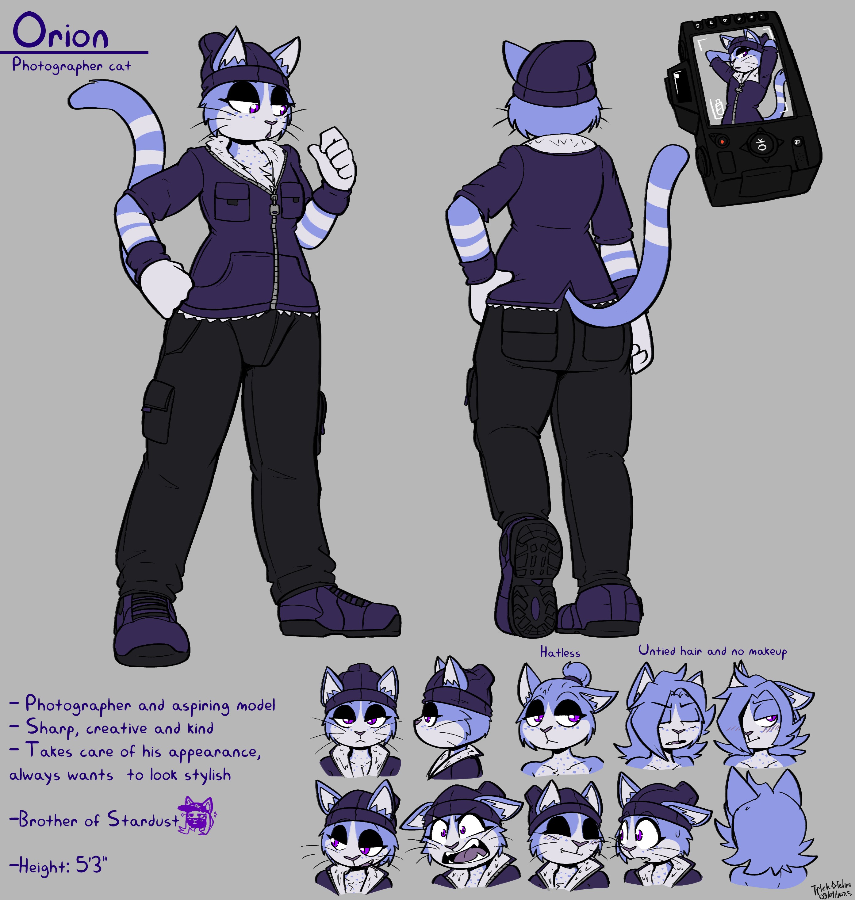 Orion reference sheet - By @tricktrashing on Itaku