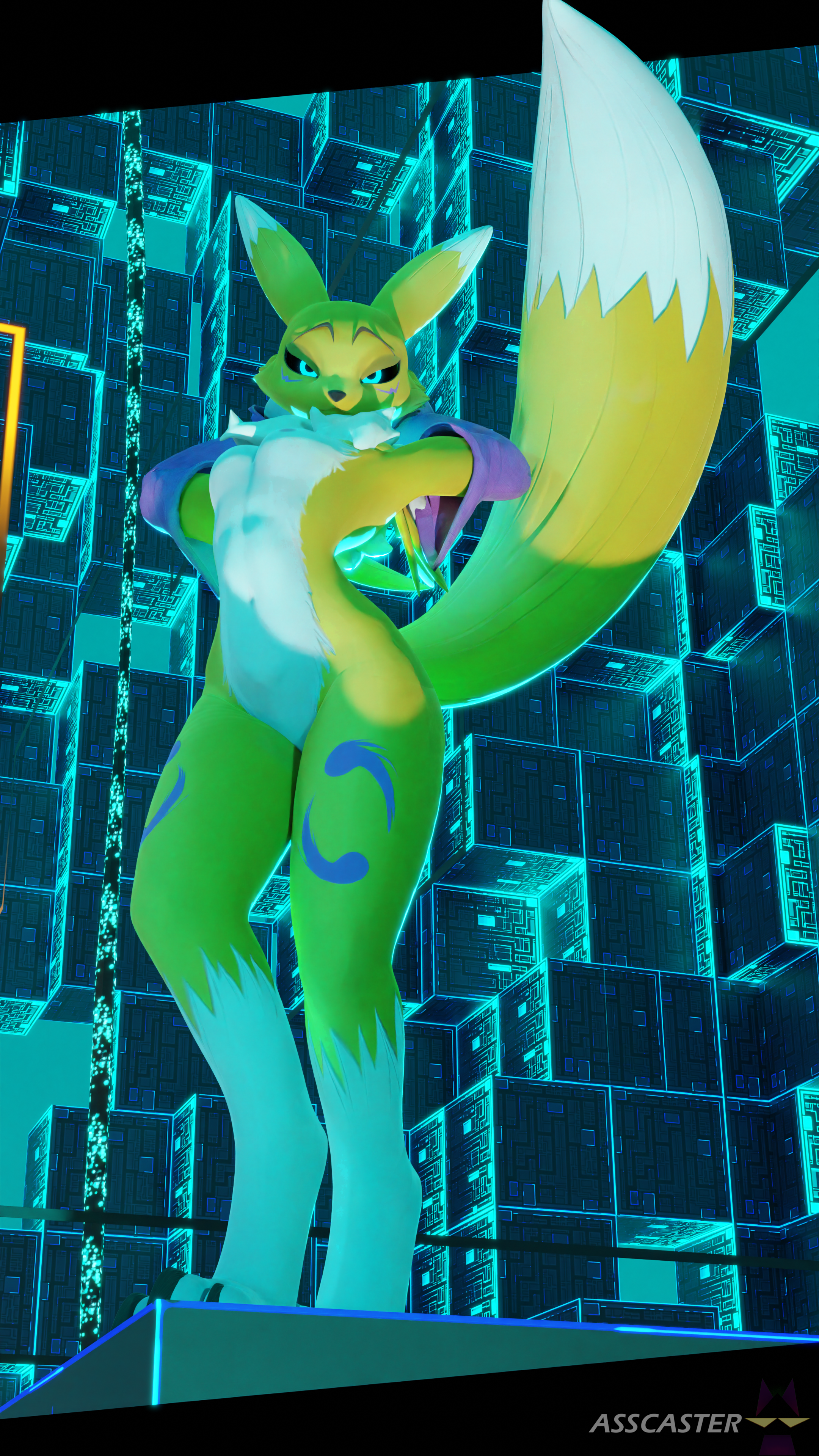 Render Ranamon Renamon Pinup - By @asscaster on Itaku