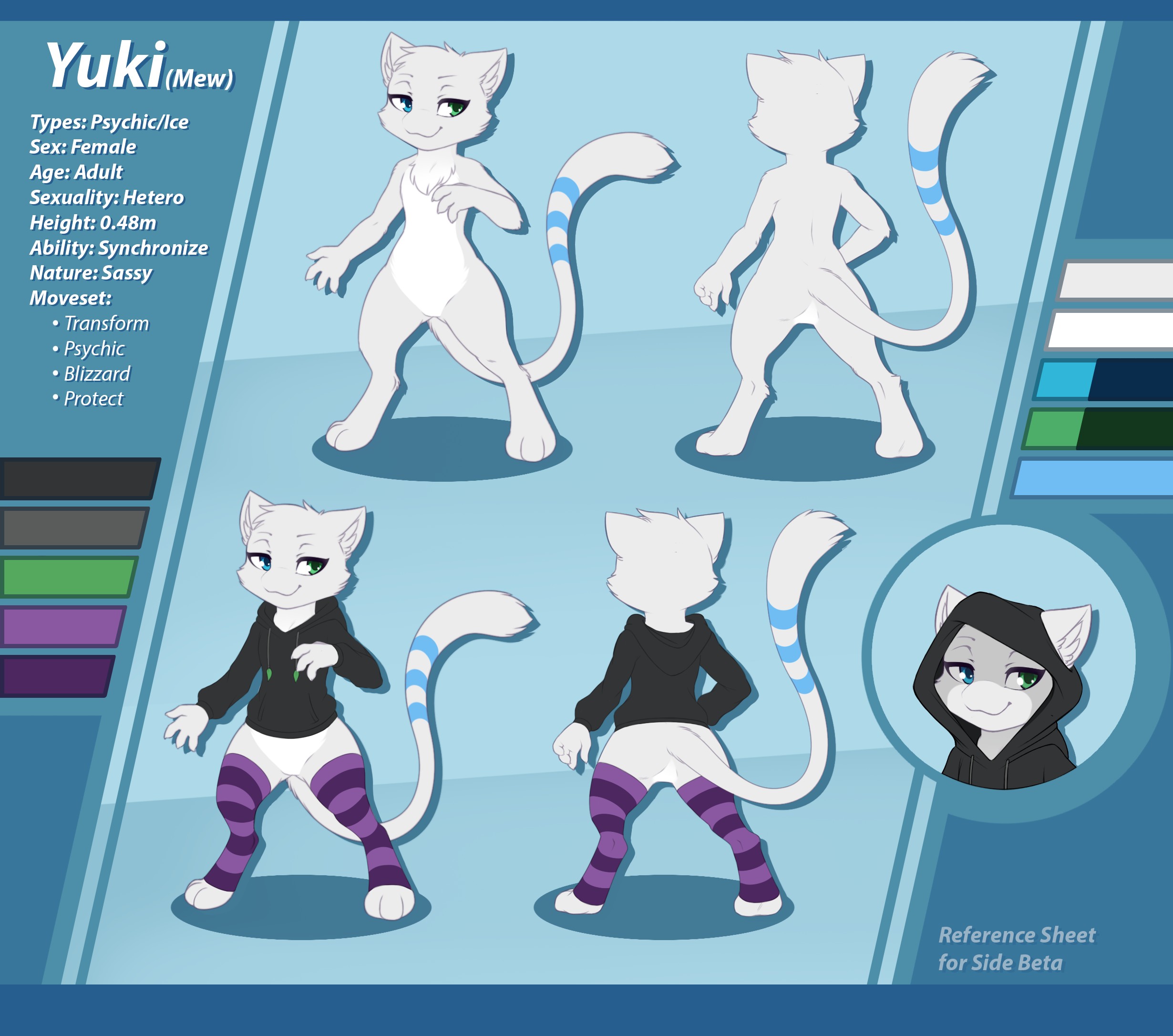 Yuki Mew Reference Sheet [SFW] by DarkMirage - By @side_b on Itaku