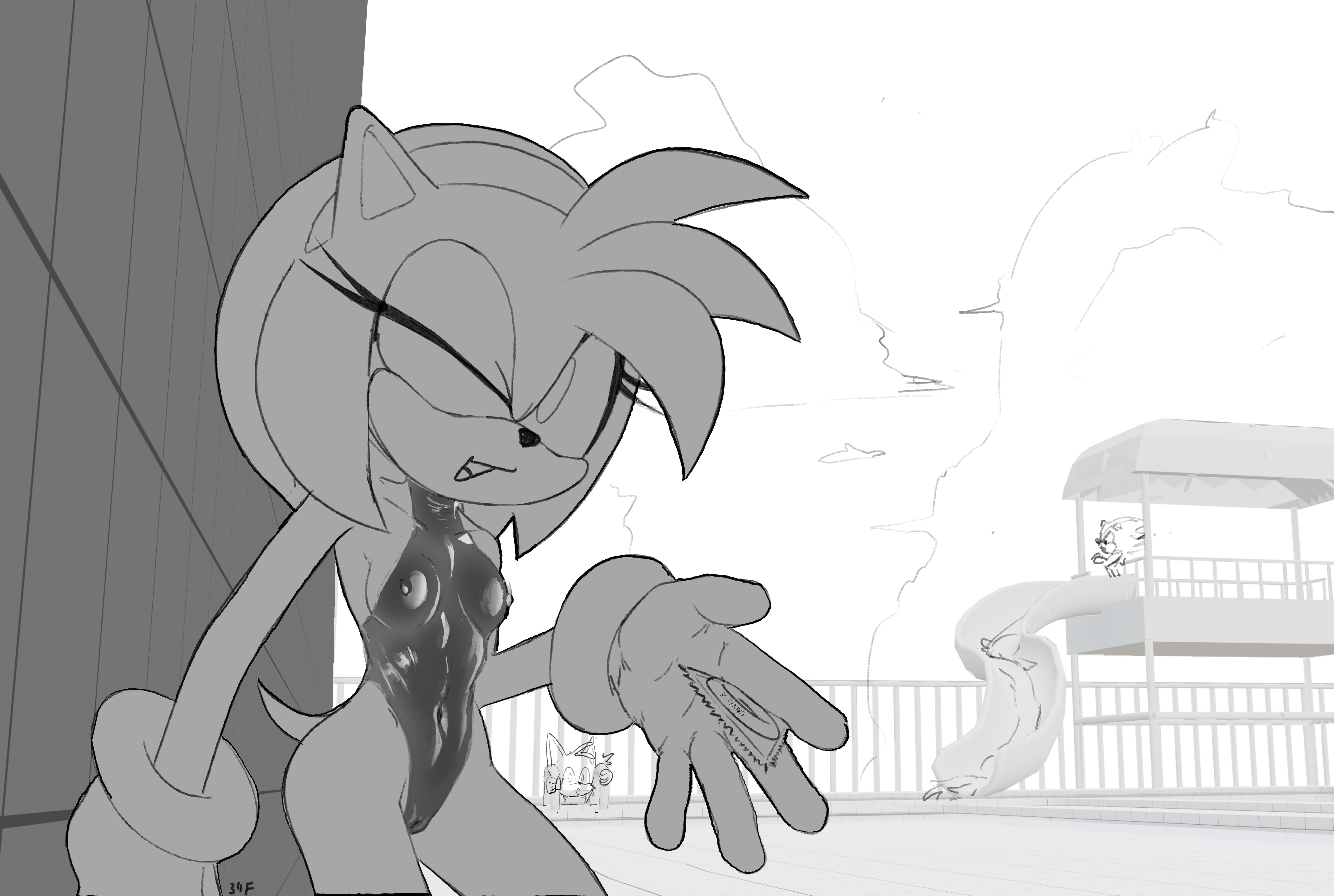 amy at the pool - By @frames on Itaku