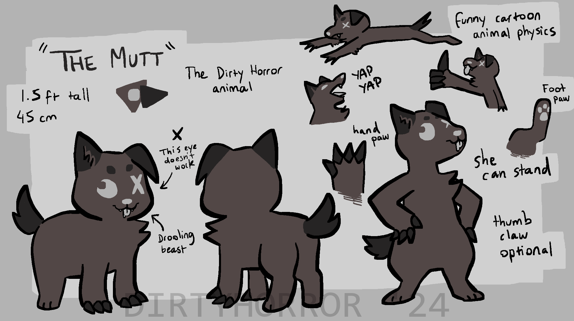 Mutt Reference Sheet - By @dirtyhorror on Itaku