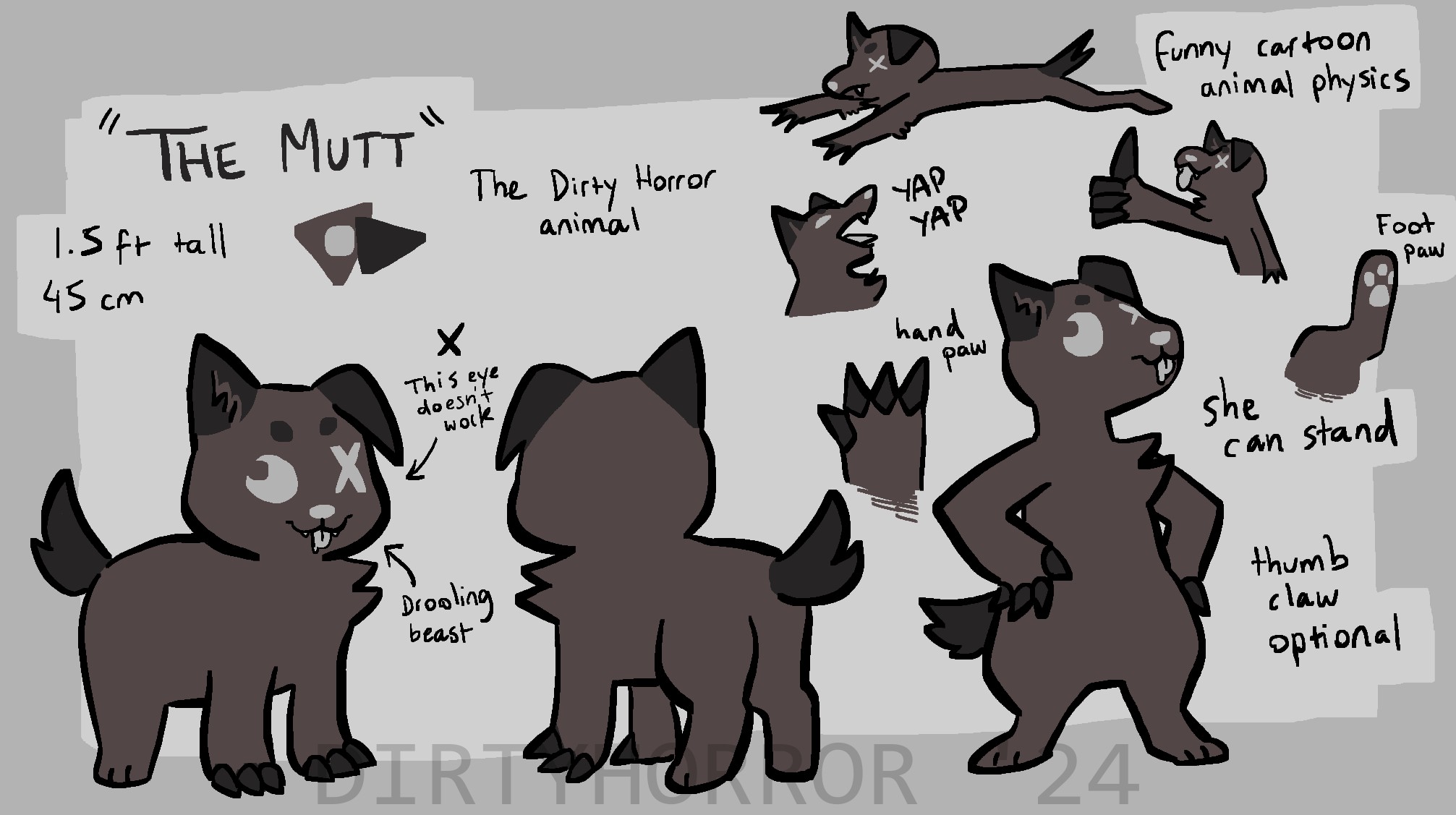 Mutt Reference Sheet - By @dirtyhorror on Itaku