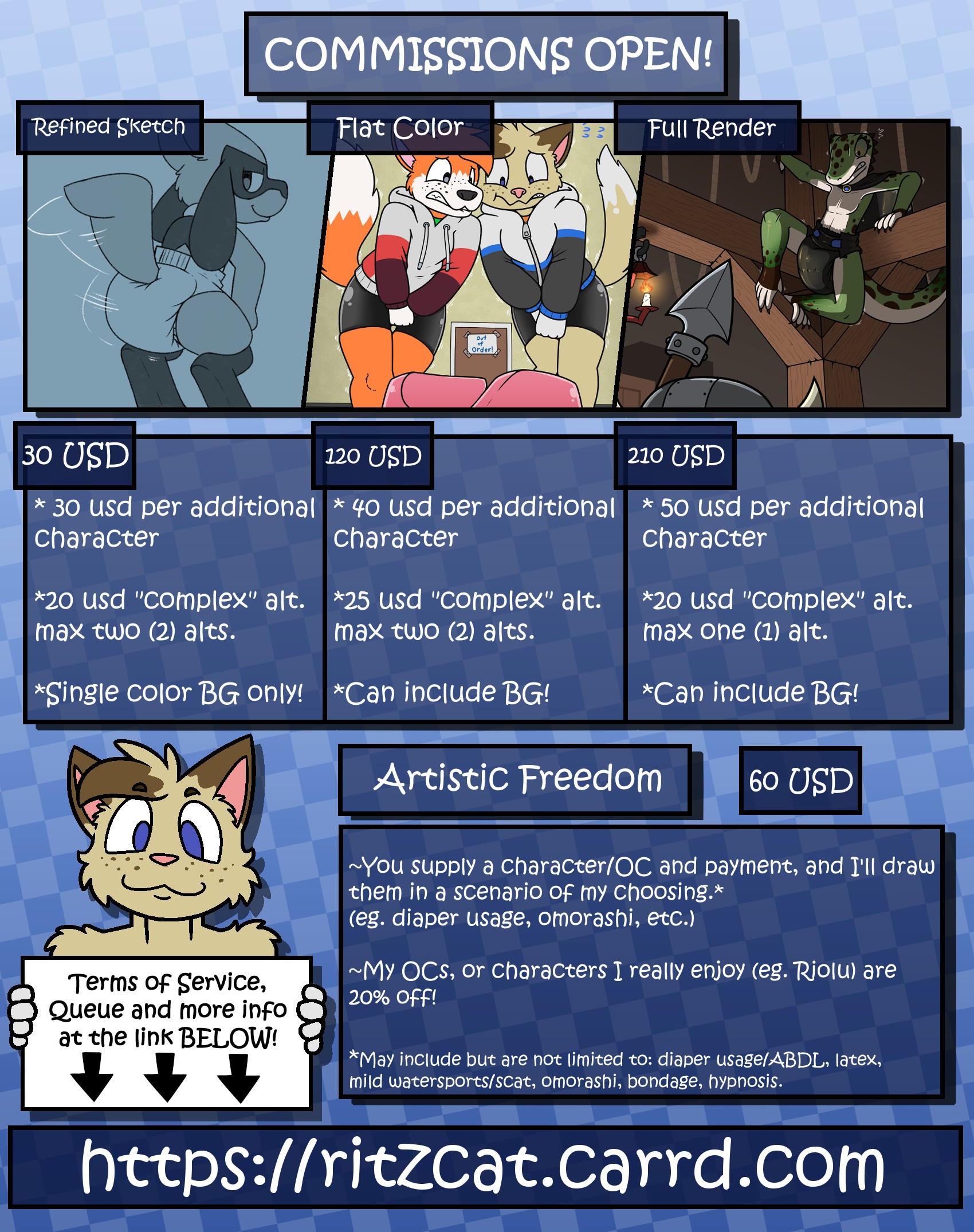 COMMISSIONS OPEN! - By @ritzcat on Itaku