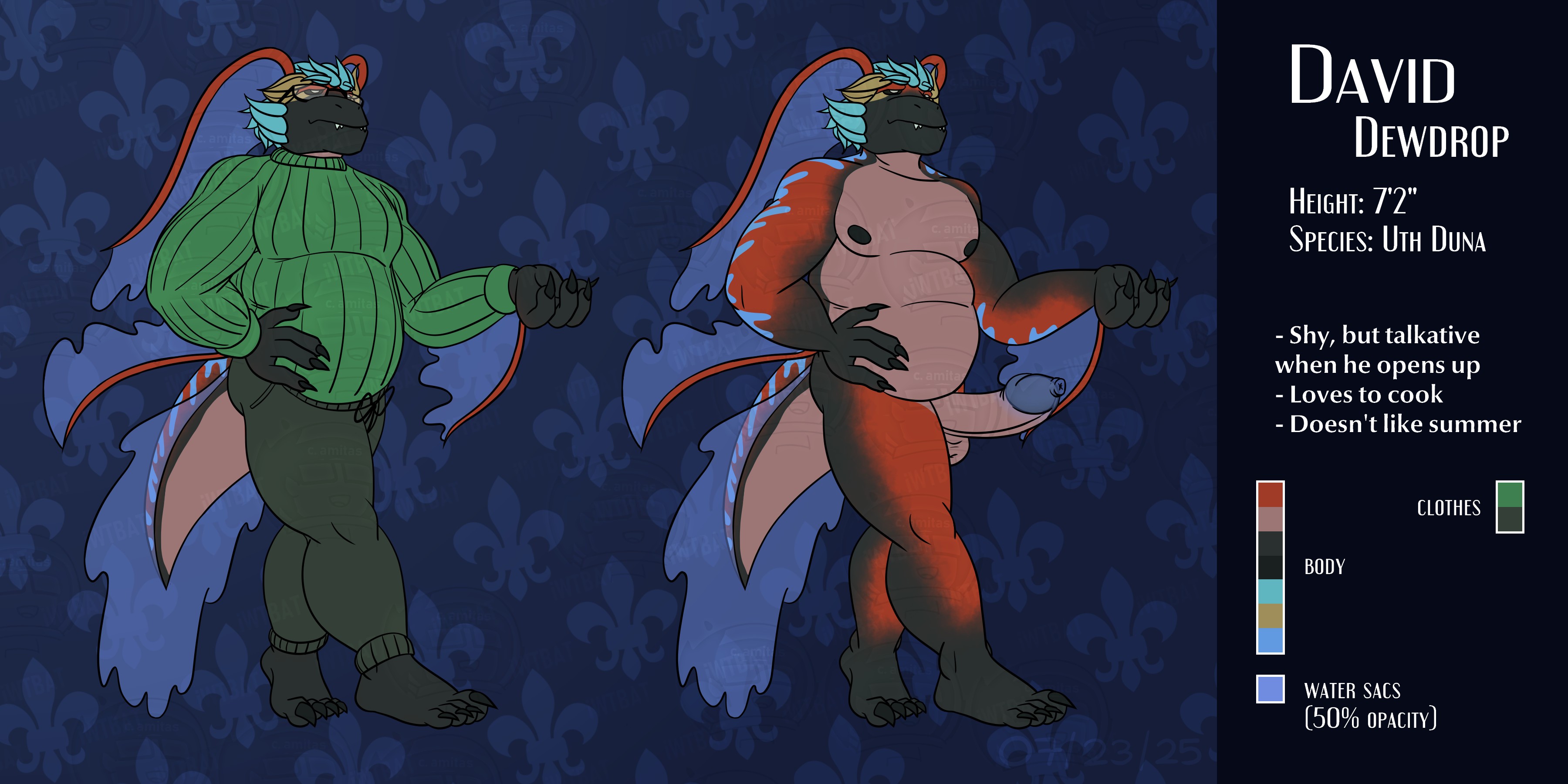 [COMM] David Dewdrop Ref Sheet (2025) - By @iwtbat on Itaku
