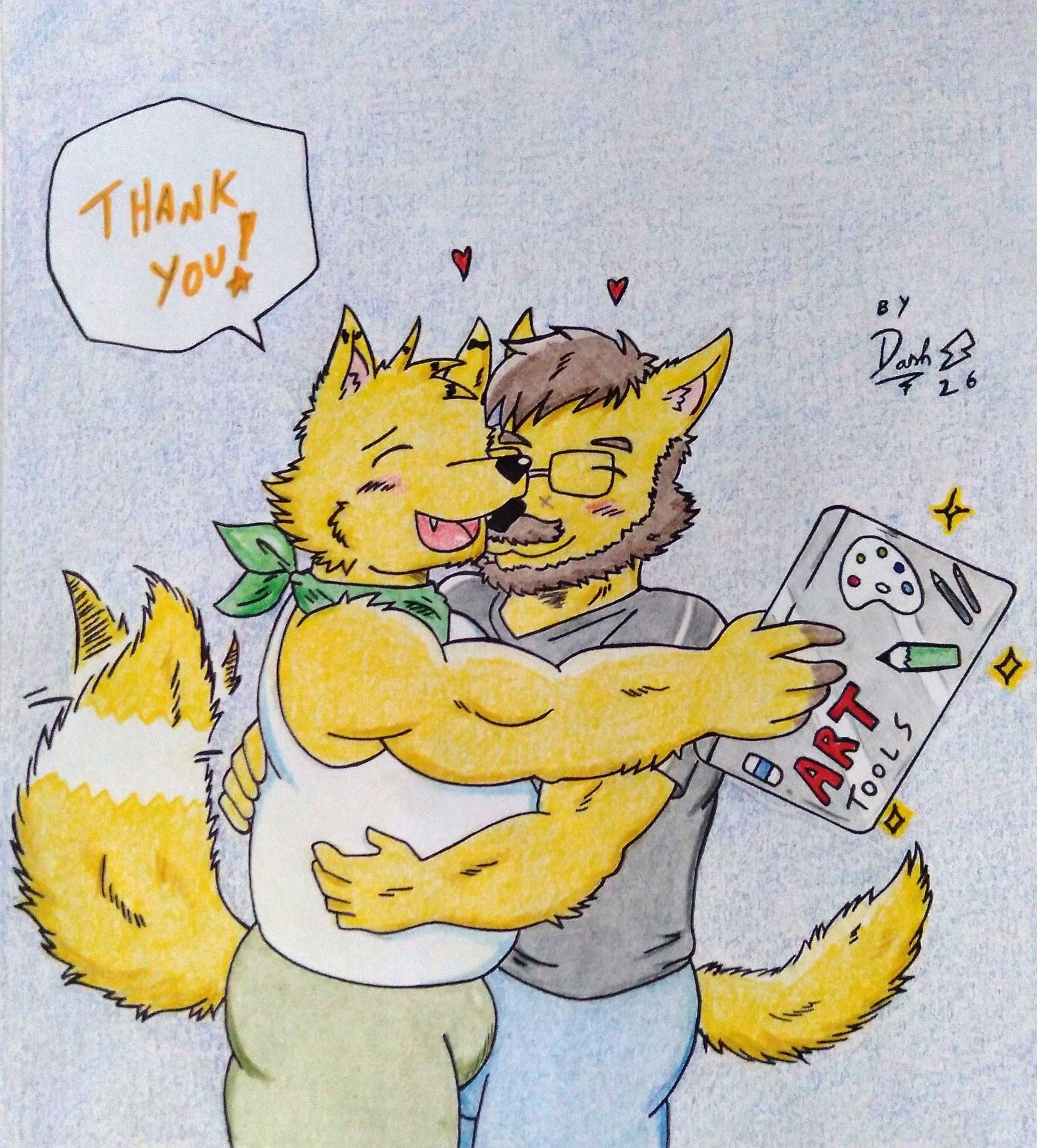 Thanks for the artistic gift! (Cute version) - By @dashthefox on Itaku