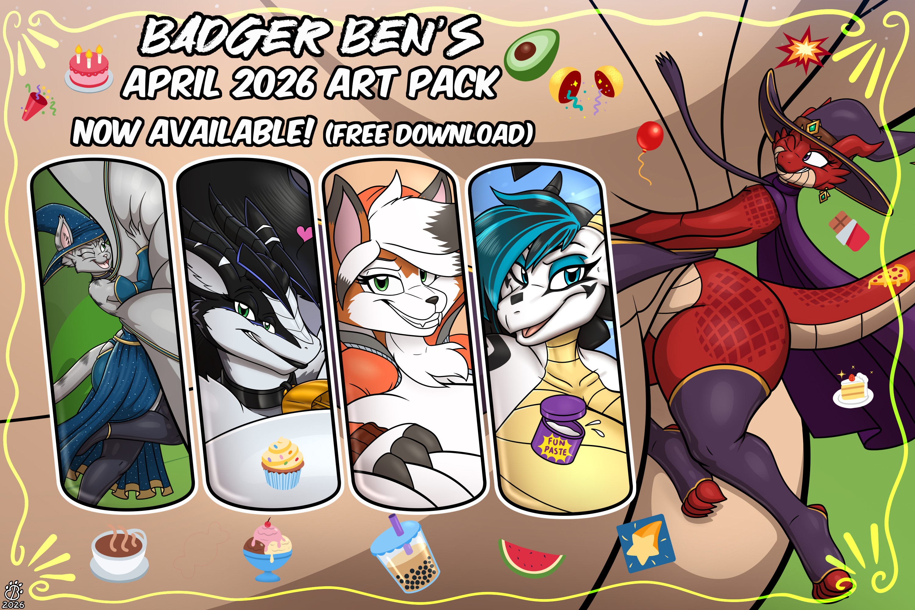 April Art pack🎂🎉 - By @badgerben on Itaku