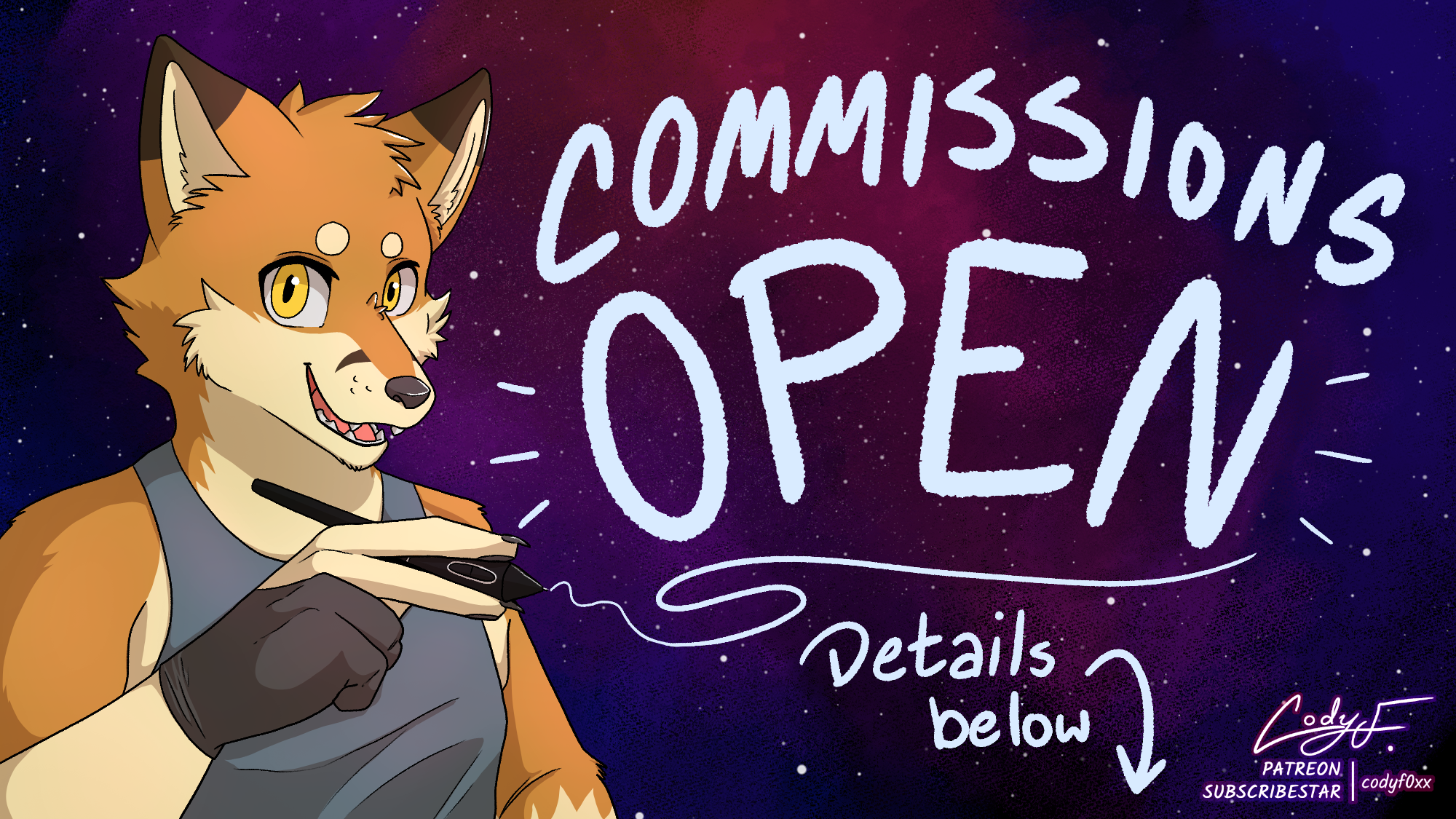 Commissions Open! - By @codyf0xx on Itaku