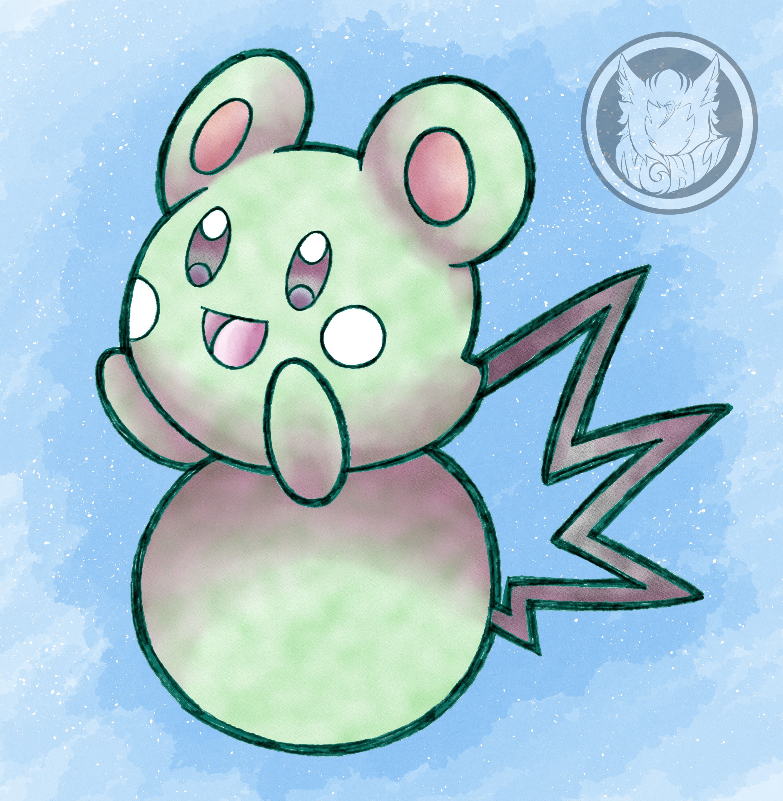Day 94--Azurill - By @thenextgenhero on Itaku